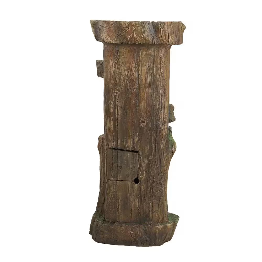 11 In. X 13.4 In. X 31.5 In. Rustic Decorative Tree Trunk 5-Tier Water Fountain with Light and Pump for Indoor & Outdoor