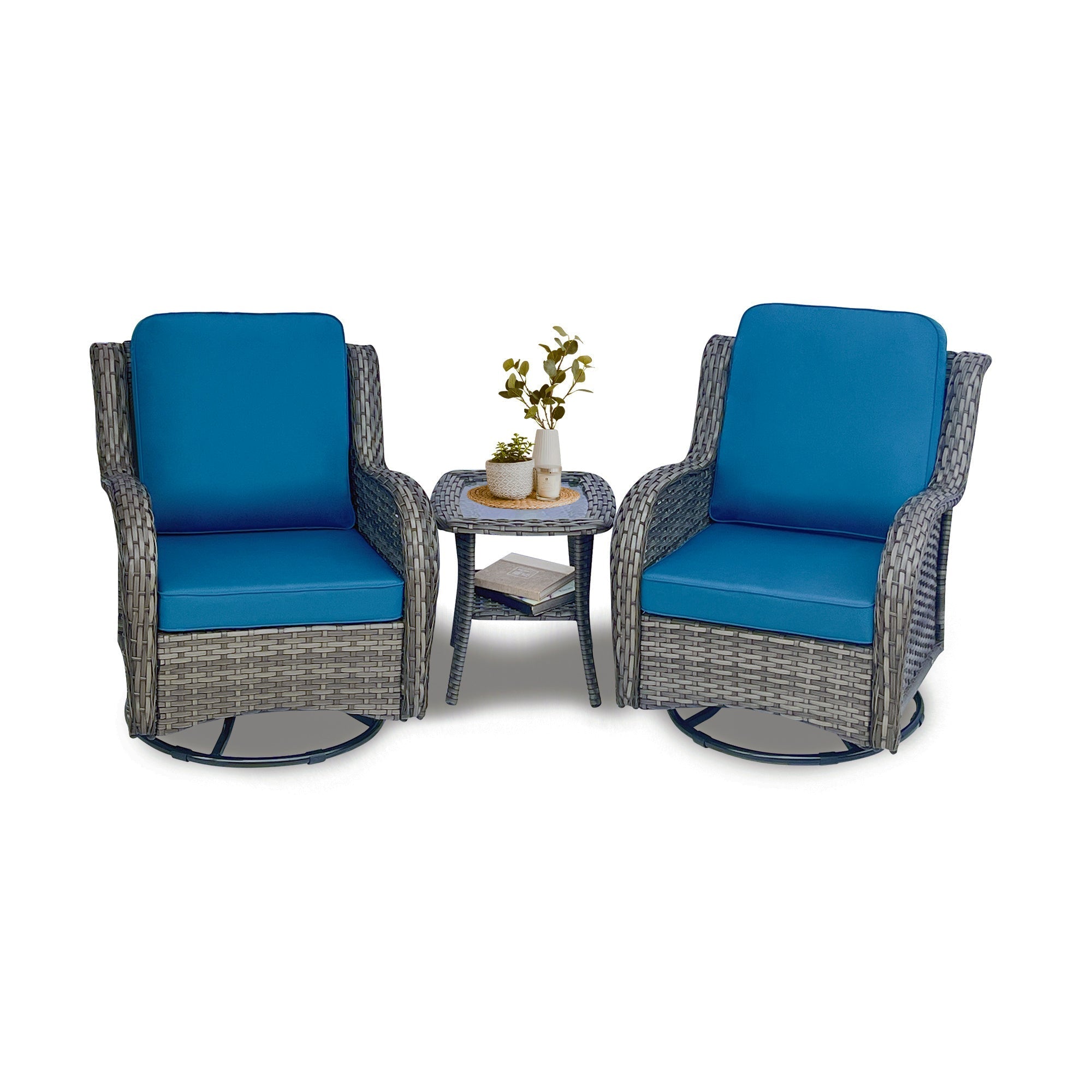 Wicker Patio Furniture Set - 3 Piece Rattan Outdoor Sectional Conversation Set