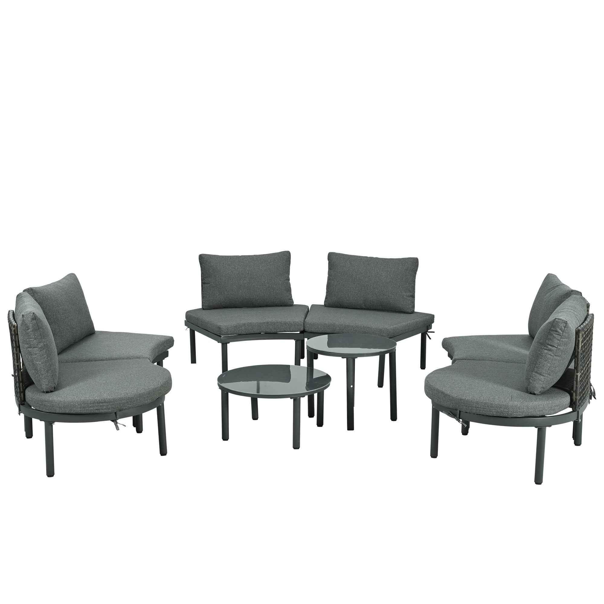 8-Piece Patio Sofa Furniture Set, Half Moon Outdoor Sectional Sofa