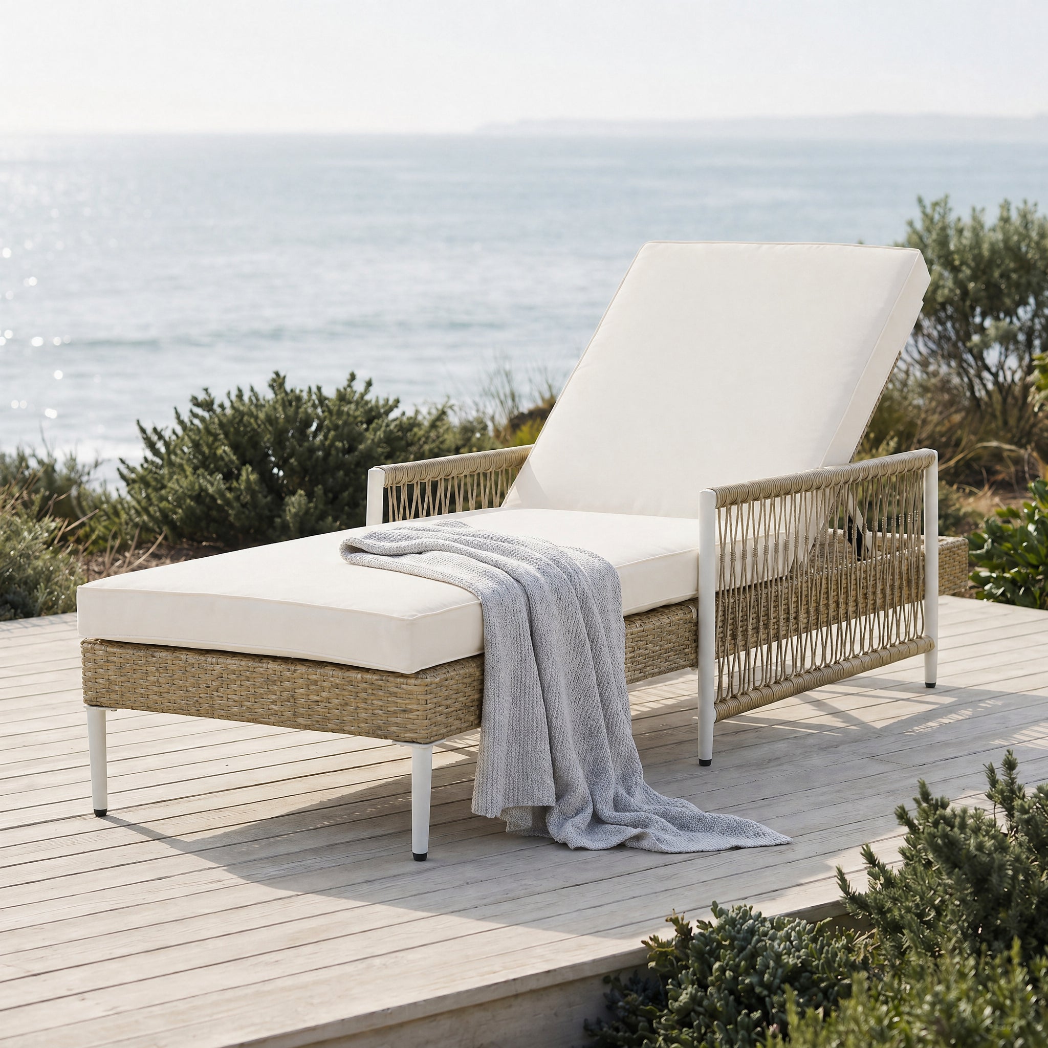 TOPMAX Outdoor All-Weather PE Rattan Chaise Lounge Set of 2