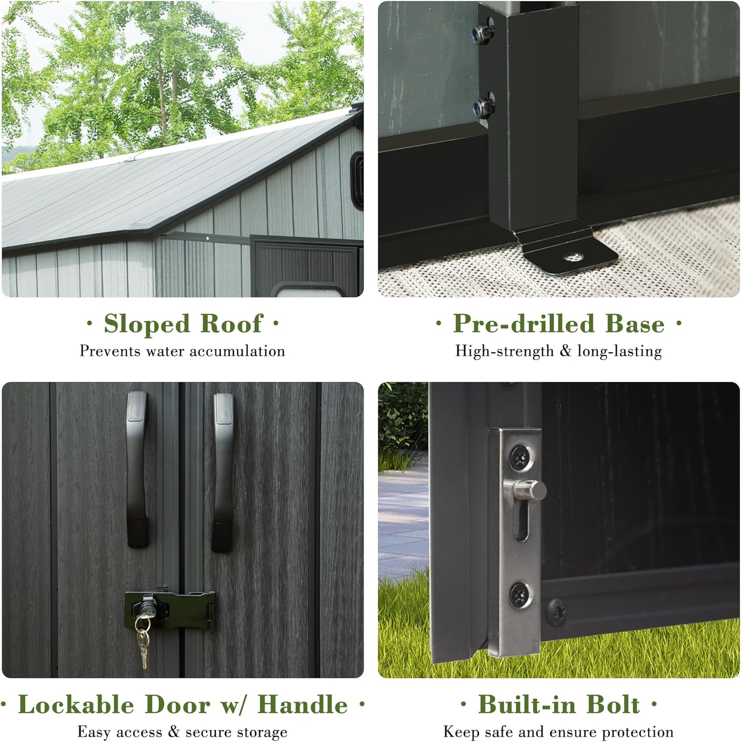 5x3FT Outdoor Resin Storage Shed with Transparent Windows & Louvered Vents