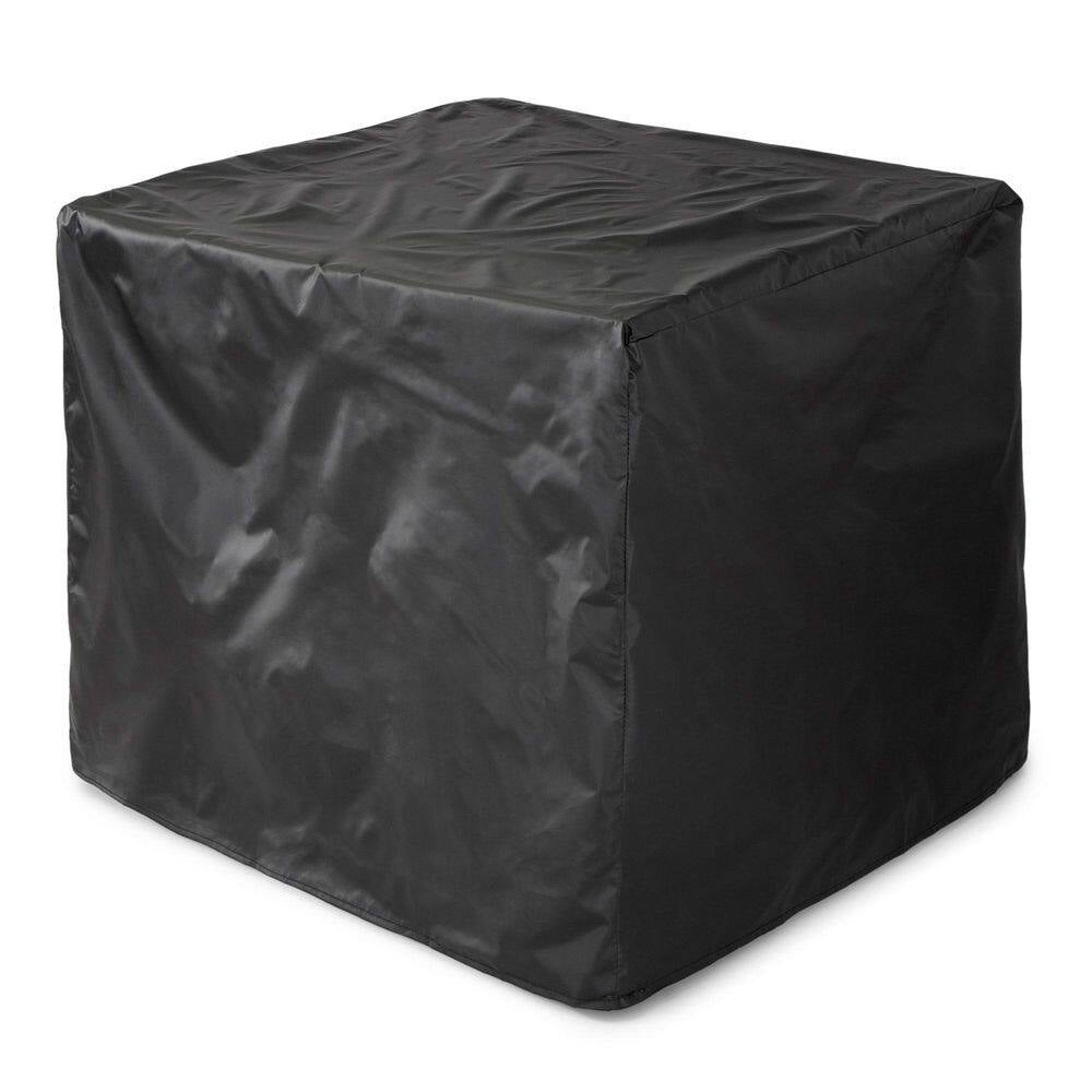 30 In. Gas Fire Pit Table with Cover, Black Glass