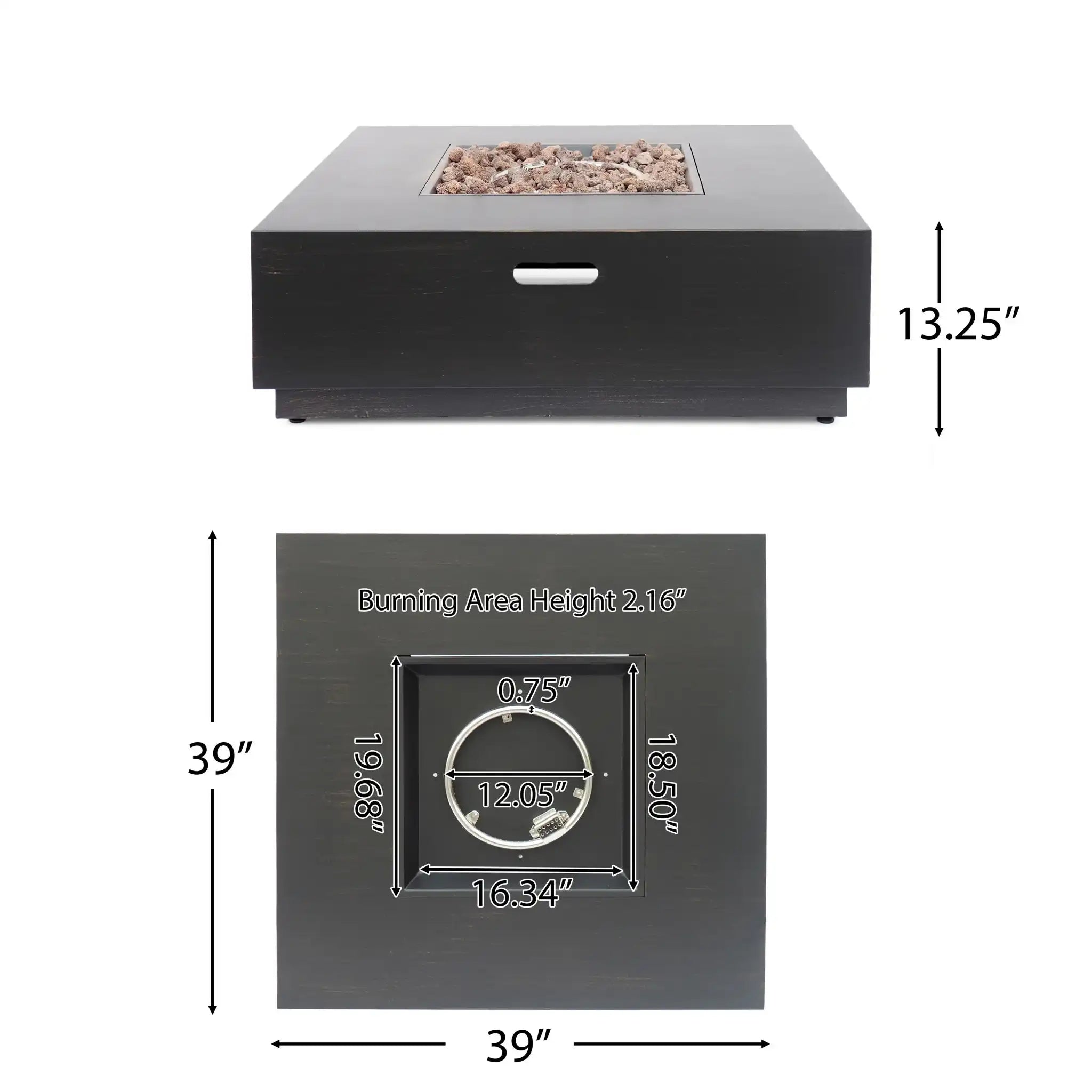 Modern Square Fire Pit With 50, 000 Btu