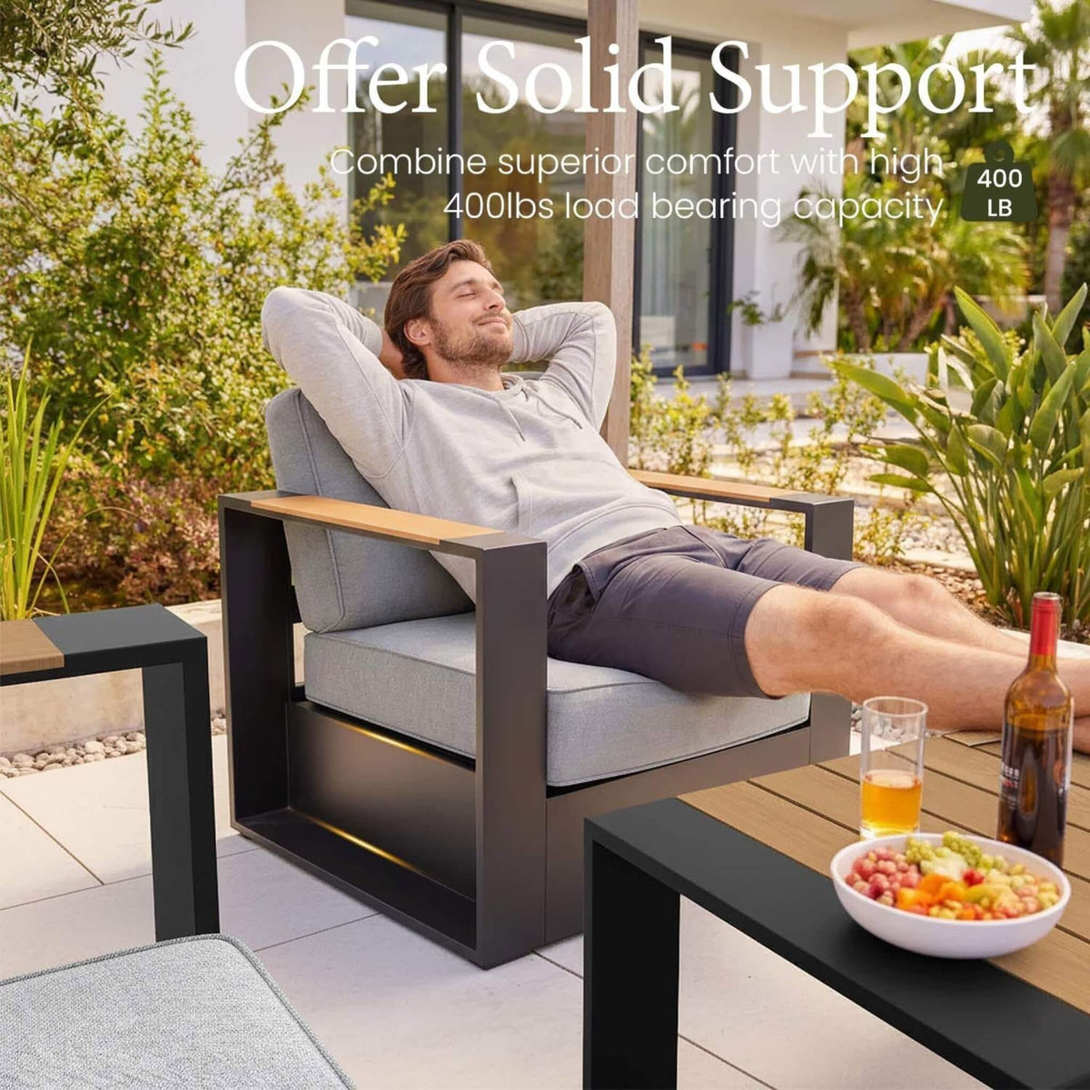 5-Piece Aluminum Patio Furniture Set With 55K BTU Fire Pit Table