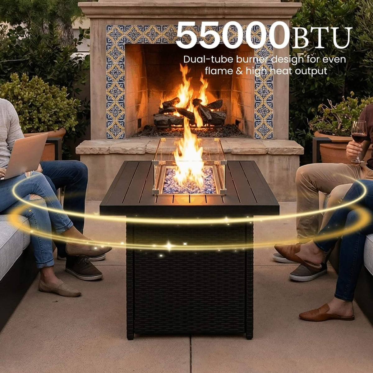 5-Piece Aluminum Patio Furniture Set With 55K BTU Fire Pit Table