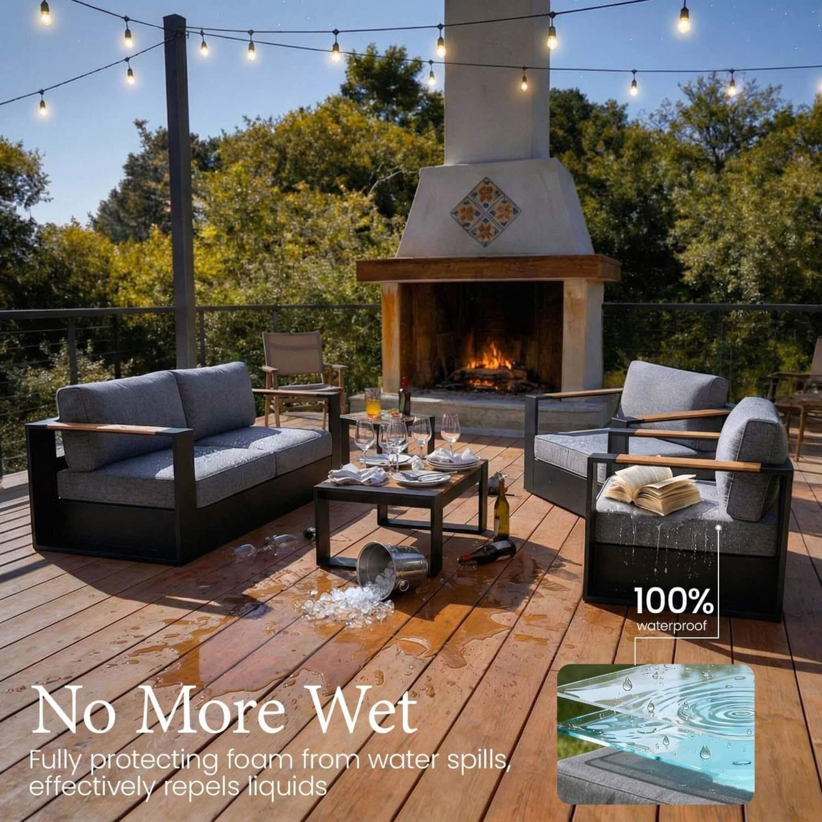 5-Piece Aluminum Patio Furniture Set With 55K BTU Fire Pit Table