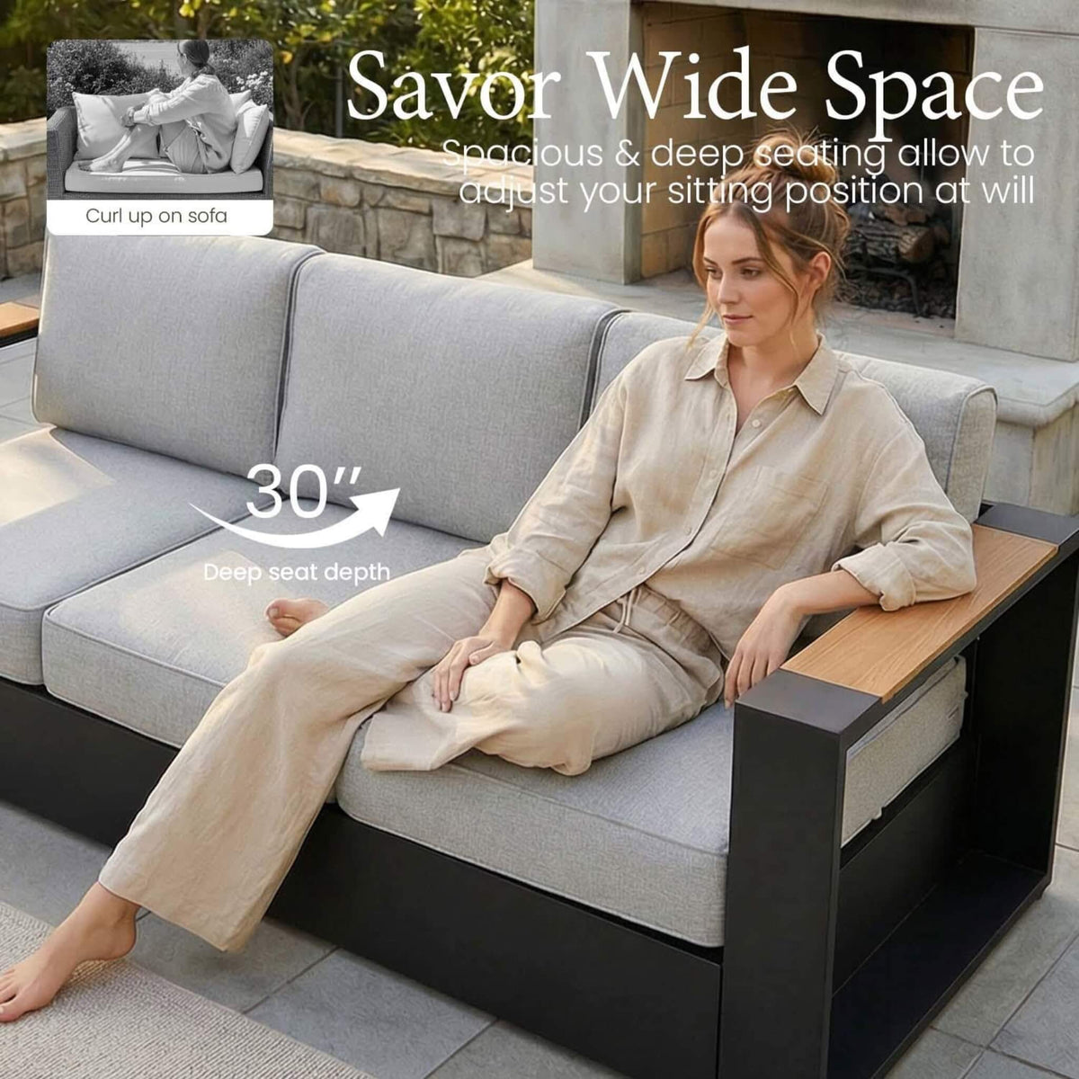 5-Piece Aluminum Patio Furniture Set With 55K BTU Fire Pit Table