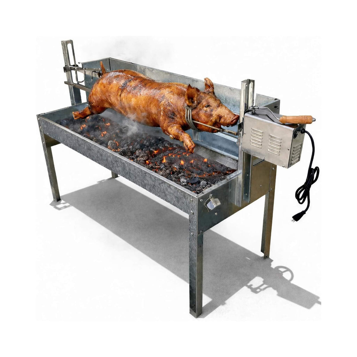 52-Inch Stainless Steel Charcoal Rotisserie Spit Roaster With Wind Shield