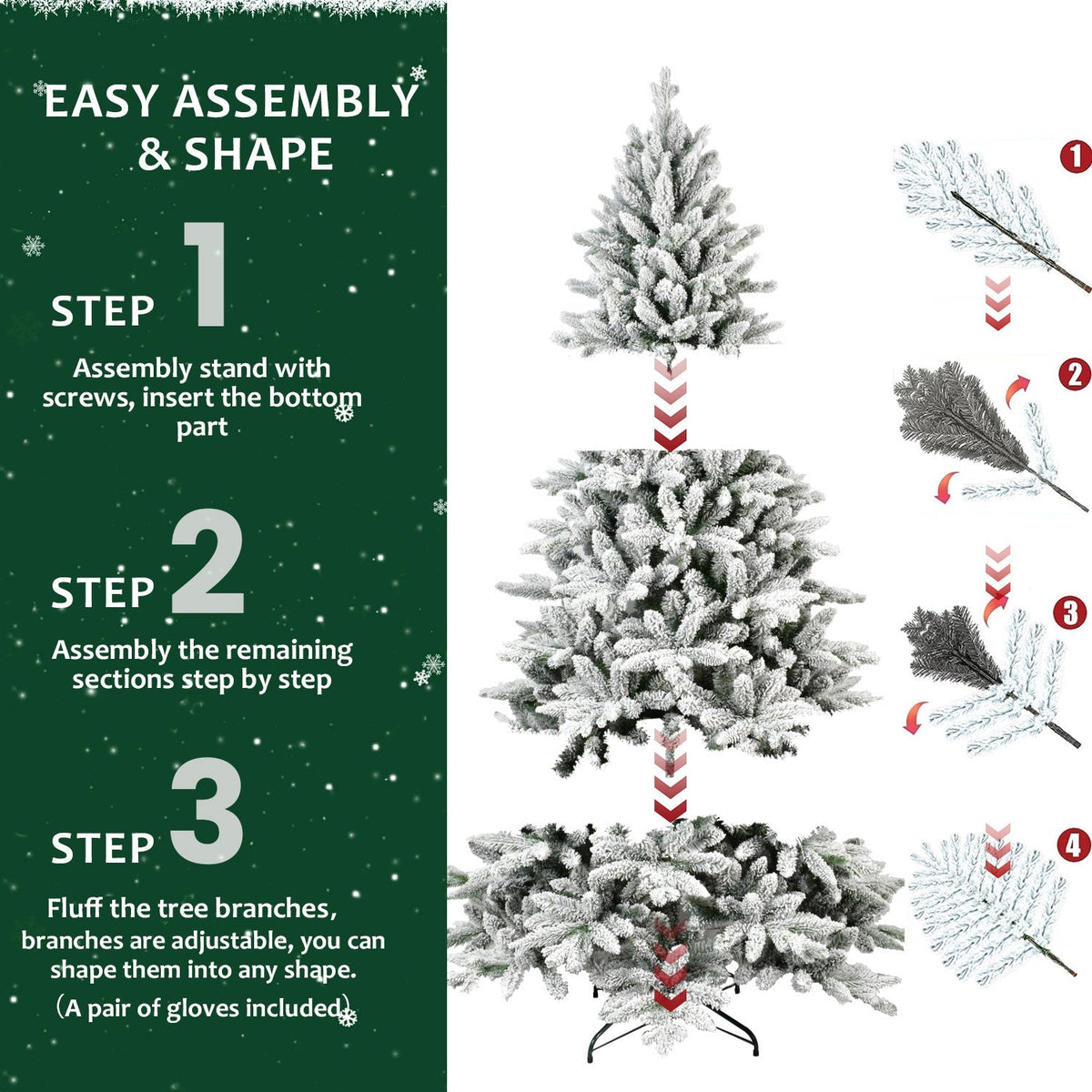 7ft Flocked Christmas Tree with 1514 Tips - White
