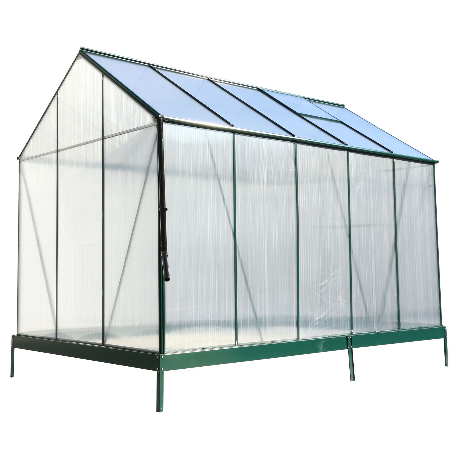 Polycarbonate house, Heavy Duty Outdoor Aluminum Walk-In House Kit With Rain Gutter, Vent And Door For Backyard Garden