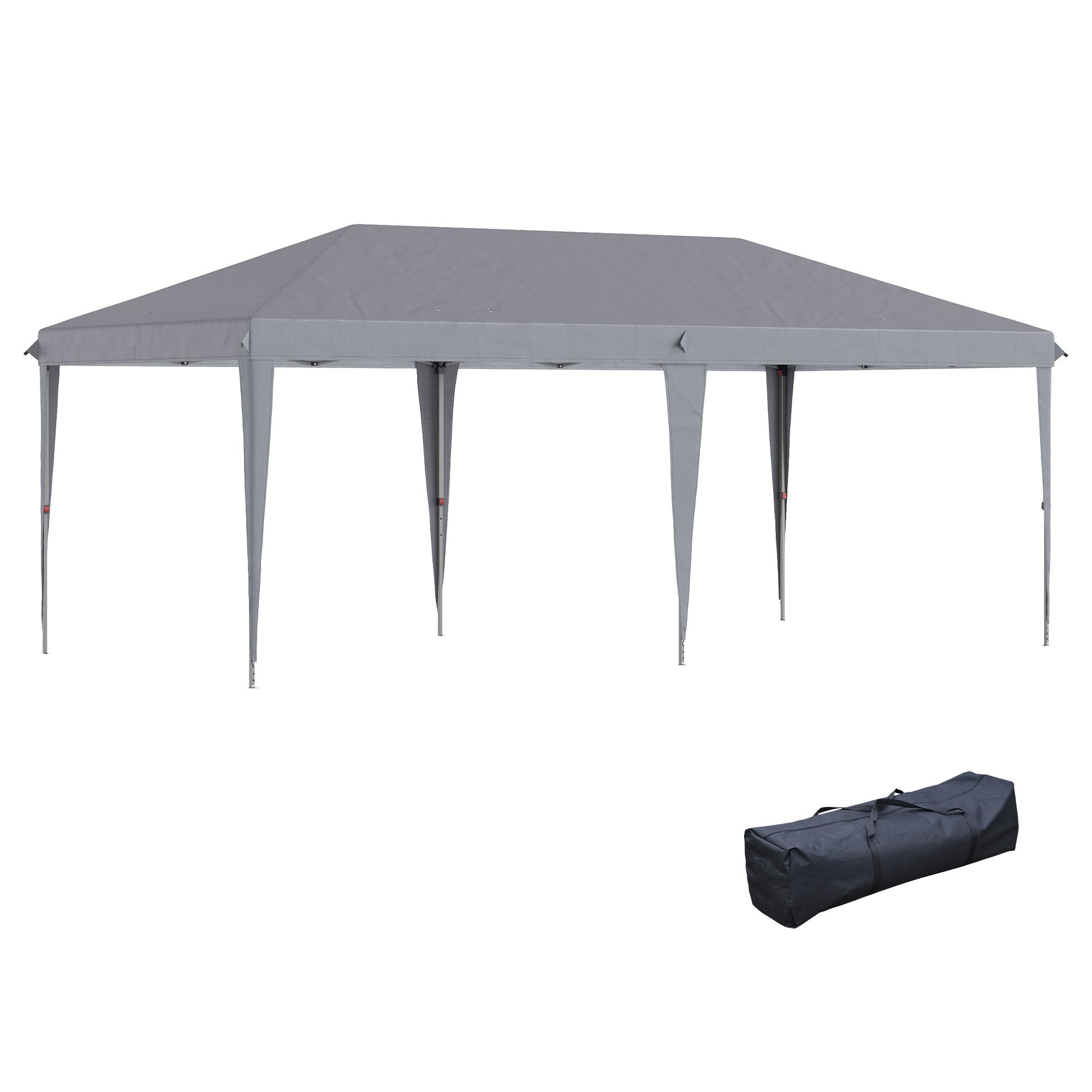 Outsunny 10' x 20' Pop Up Canopy Tent Heavy Duty Steel Frame Gray