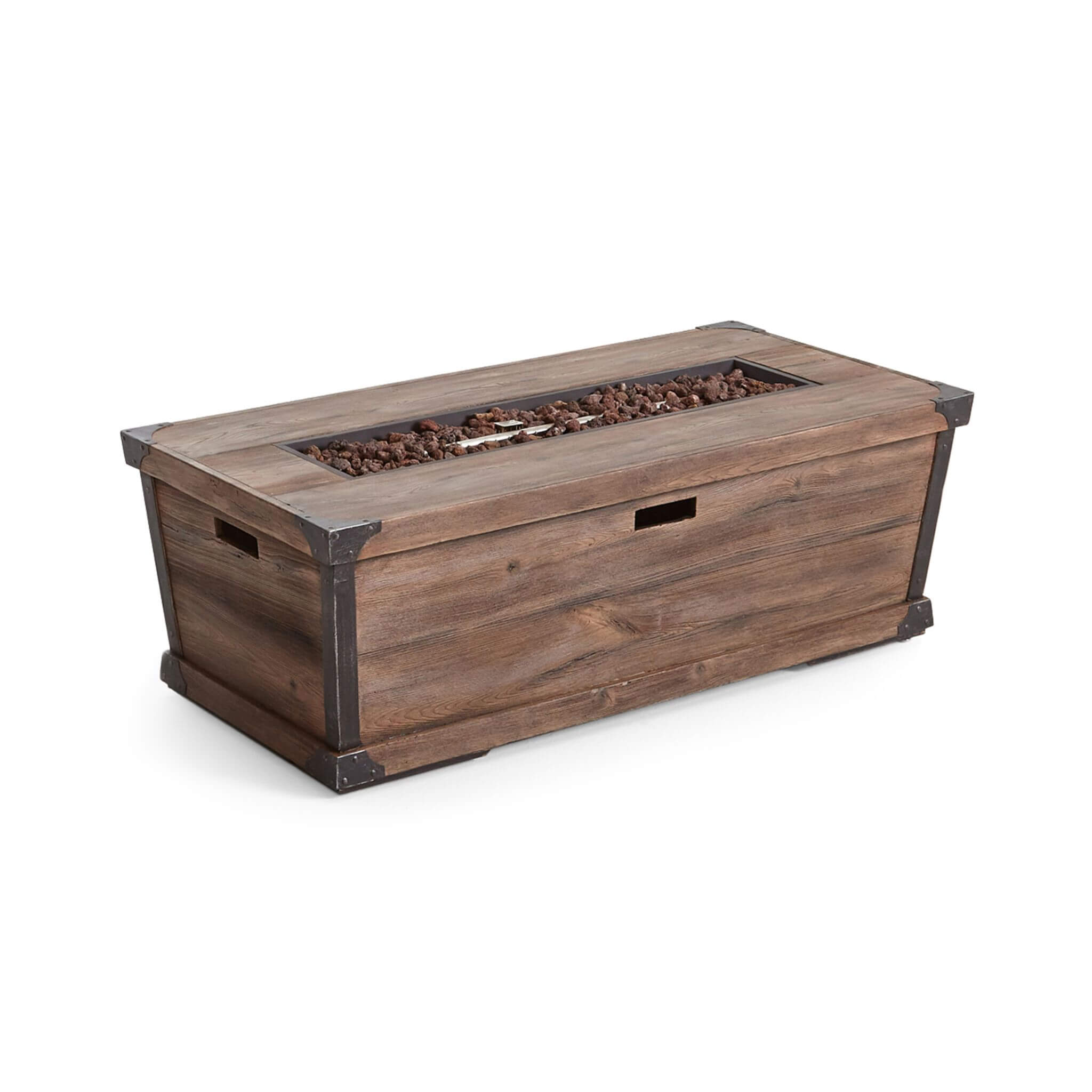 Alora 56-Inch Outdoor 50K BTU Wood Pattern Rectangle Gas Burning Fire Pit (SAK43681)