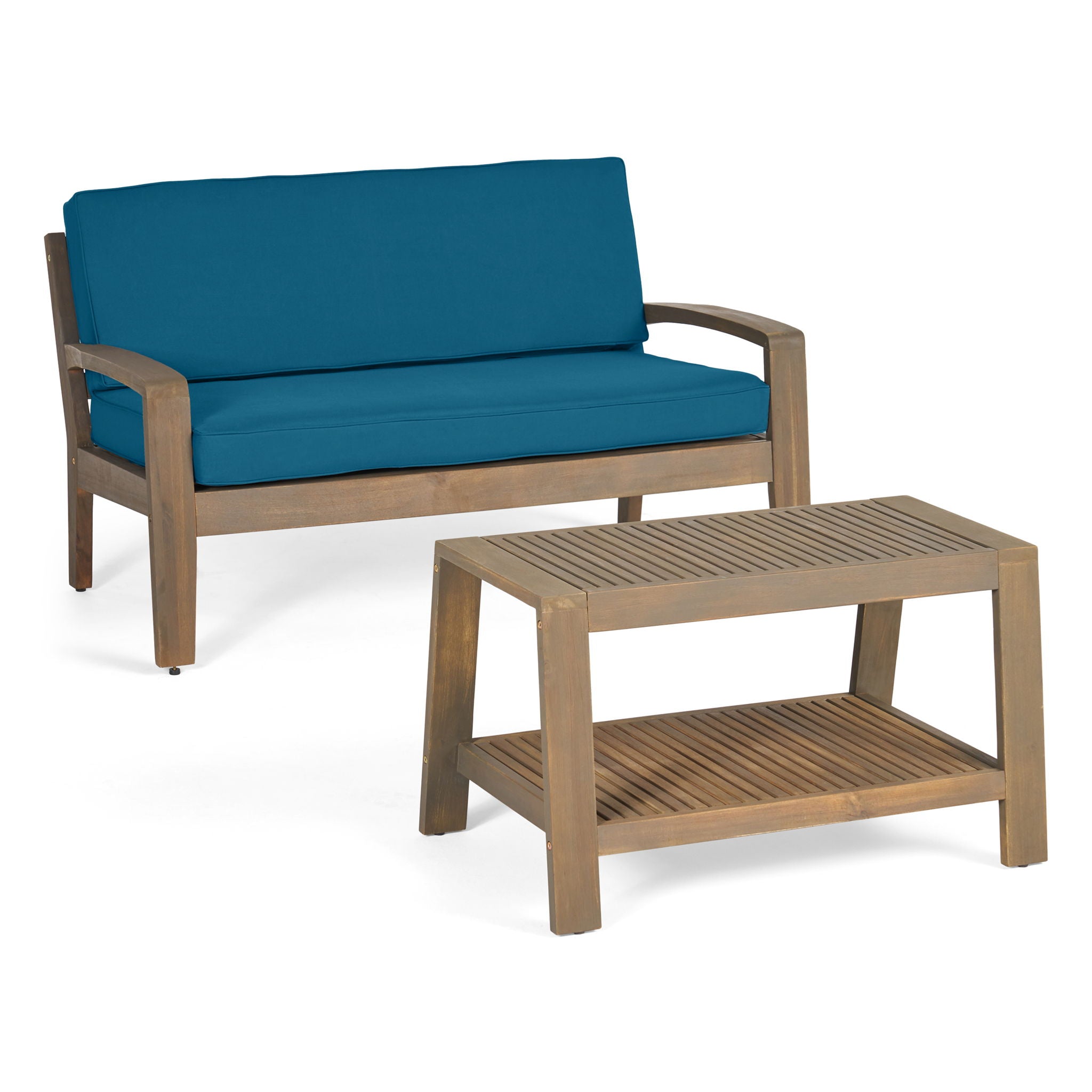 2 Piece Outdoor Conversation Set – Loveseat & Coffee Table with Water-Resistant Cushions