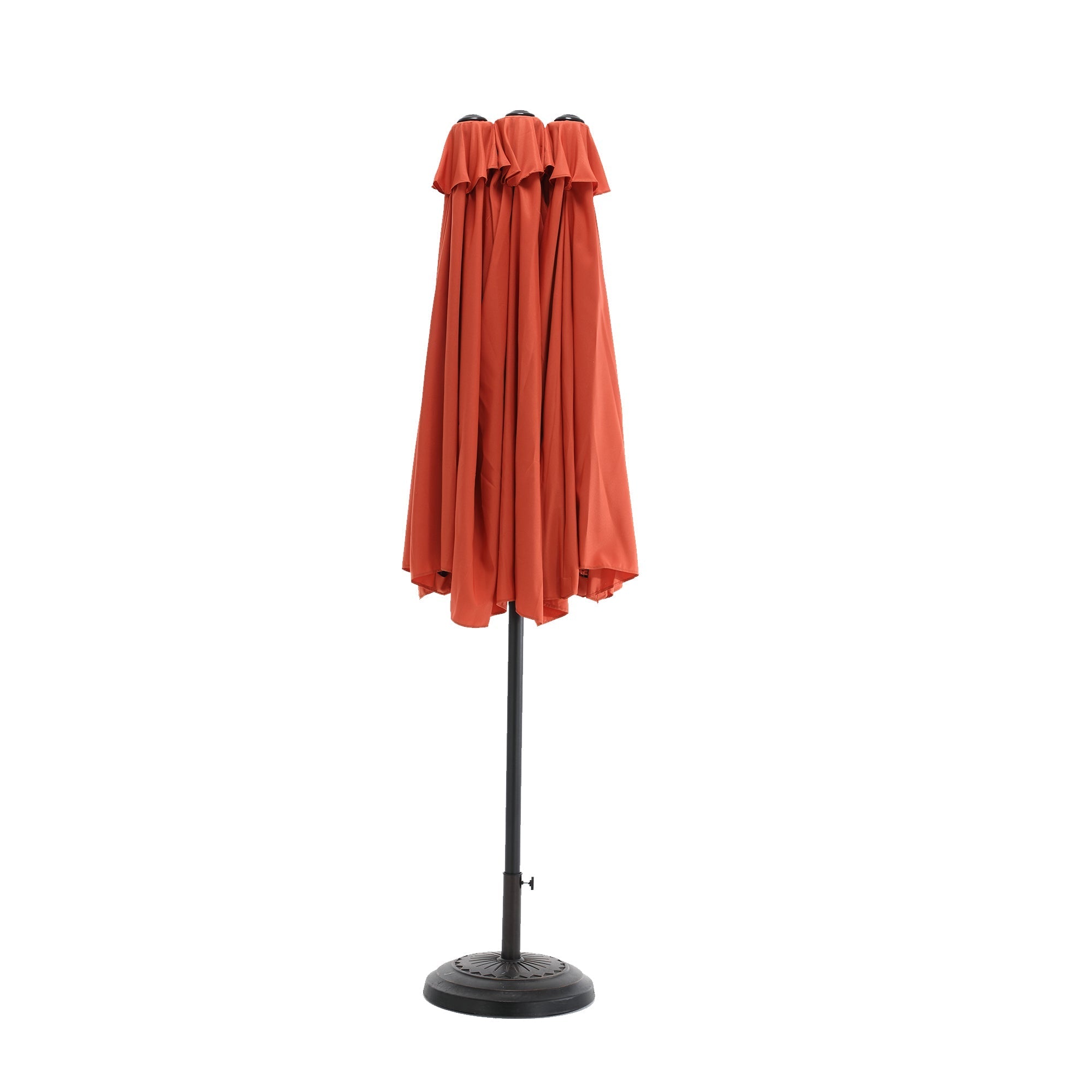 14.8 Ft Double Sided Outdoor Umbrella Rectangular Large with Crank (Orange)