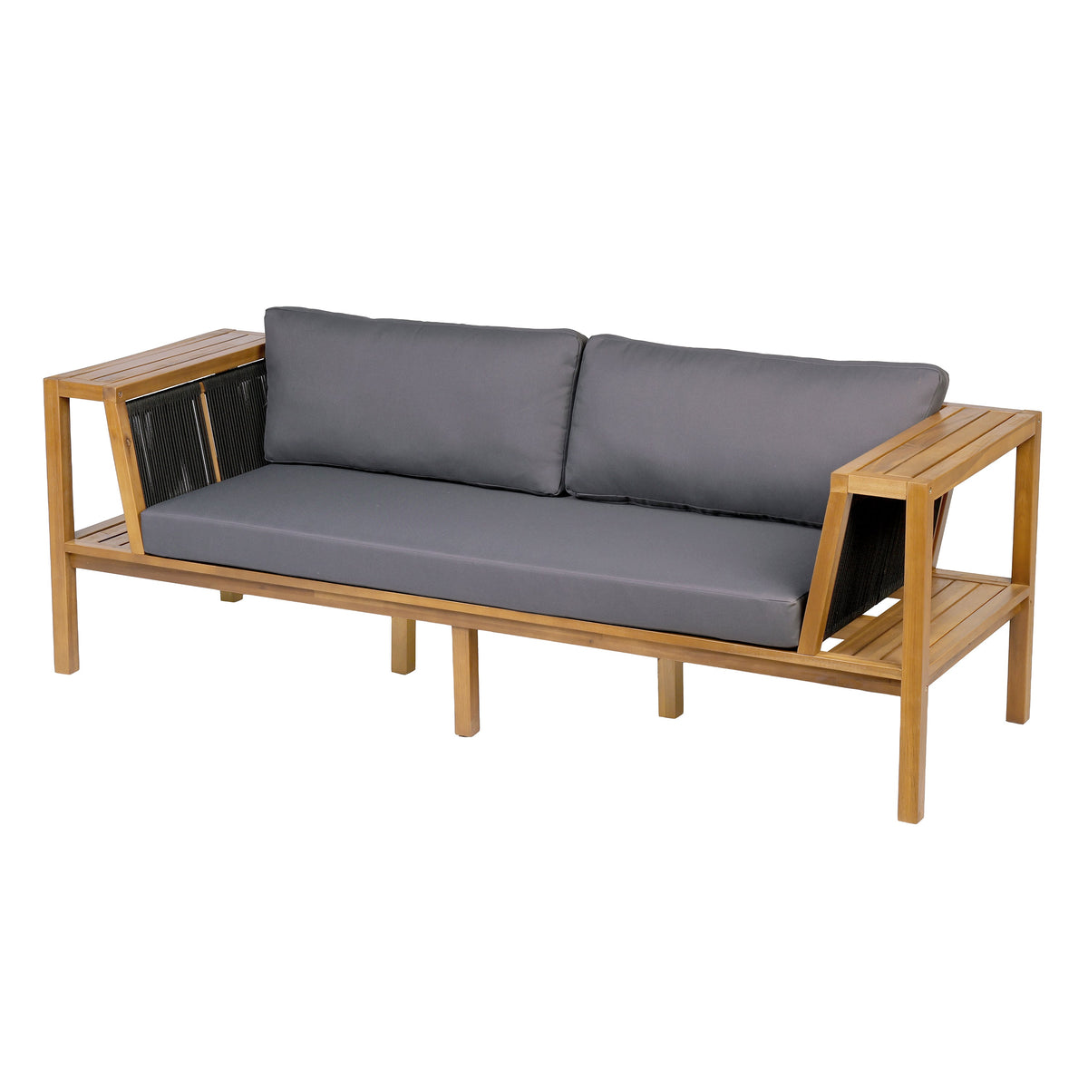 Teak Finish Acacia Wood Outdoor Daybed Sofa Set with