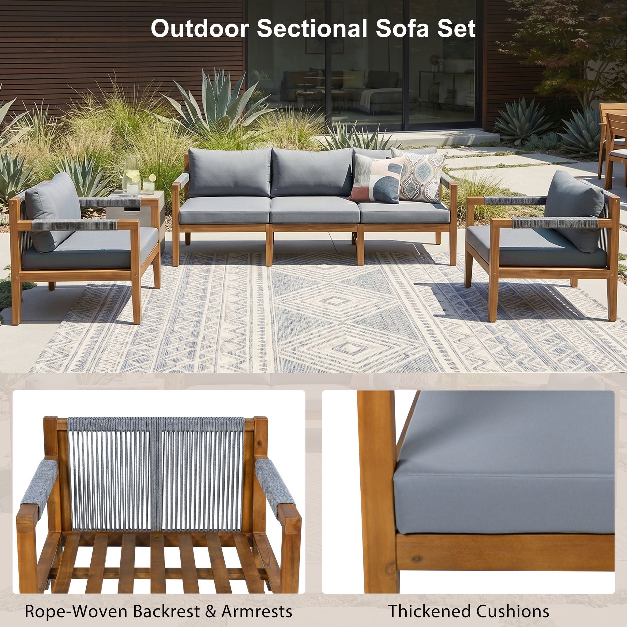 3 Piece Outdoor Sectional Sofa Set