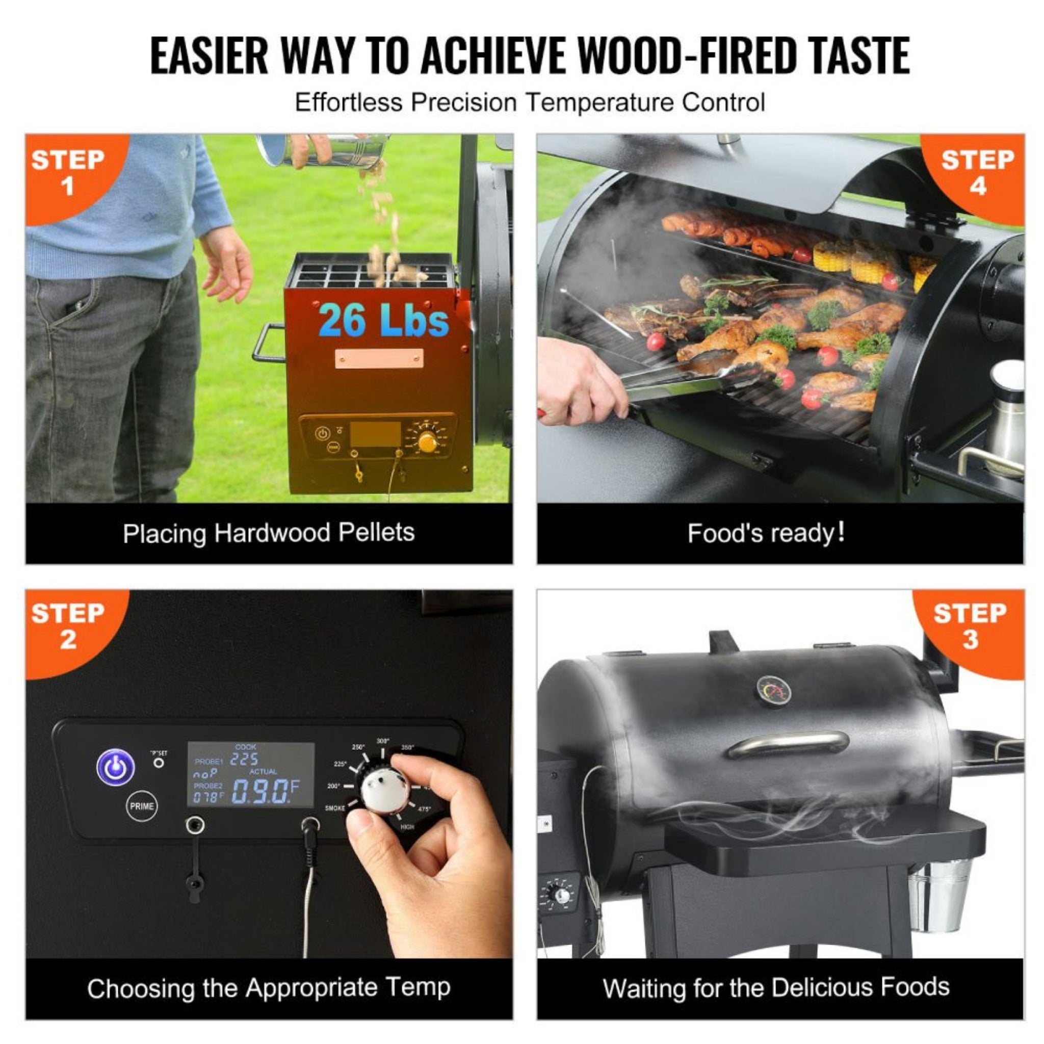 62" Heavy-Duty Portable Wood Pellet BBQ Grill With Cart (SAK91308)