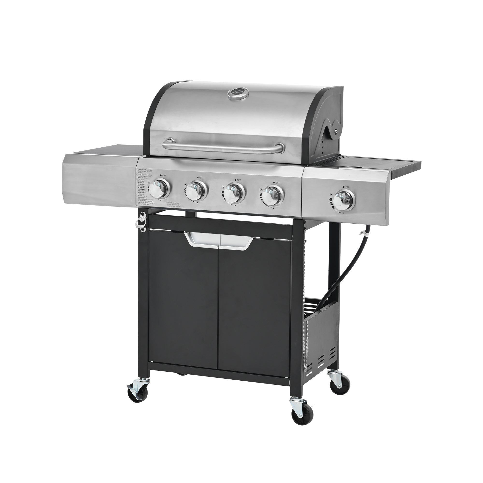 Propane Grill 4 Burner Stainless Steel Gas Grill with Side Burner