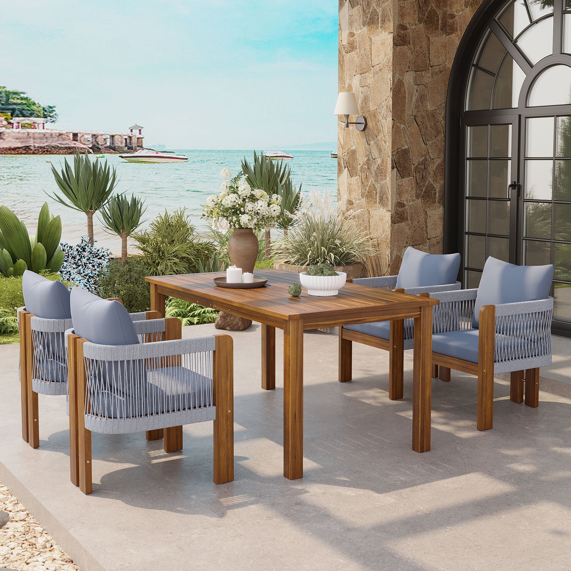 U_STYLE Luxury 5-Piece Outdoor Patio Dining Set for 4