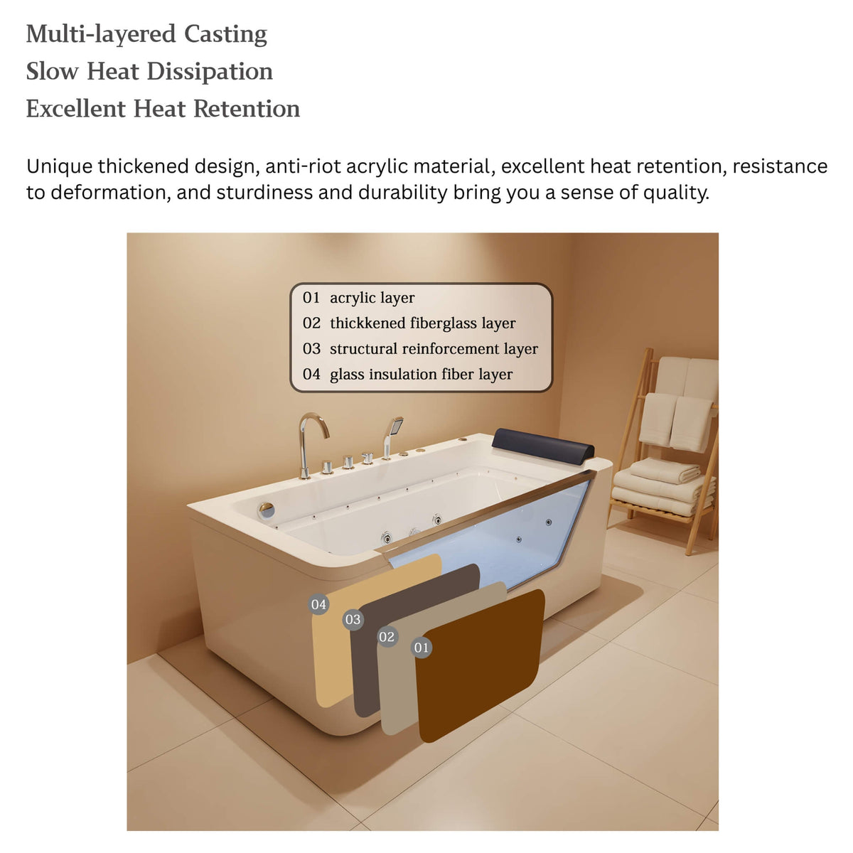 Veloria 67-Inch 7-Jets Hydrotherapy Whirlpool Bathtub With Glass Panel
