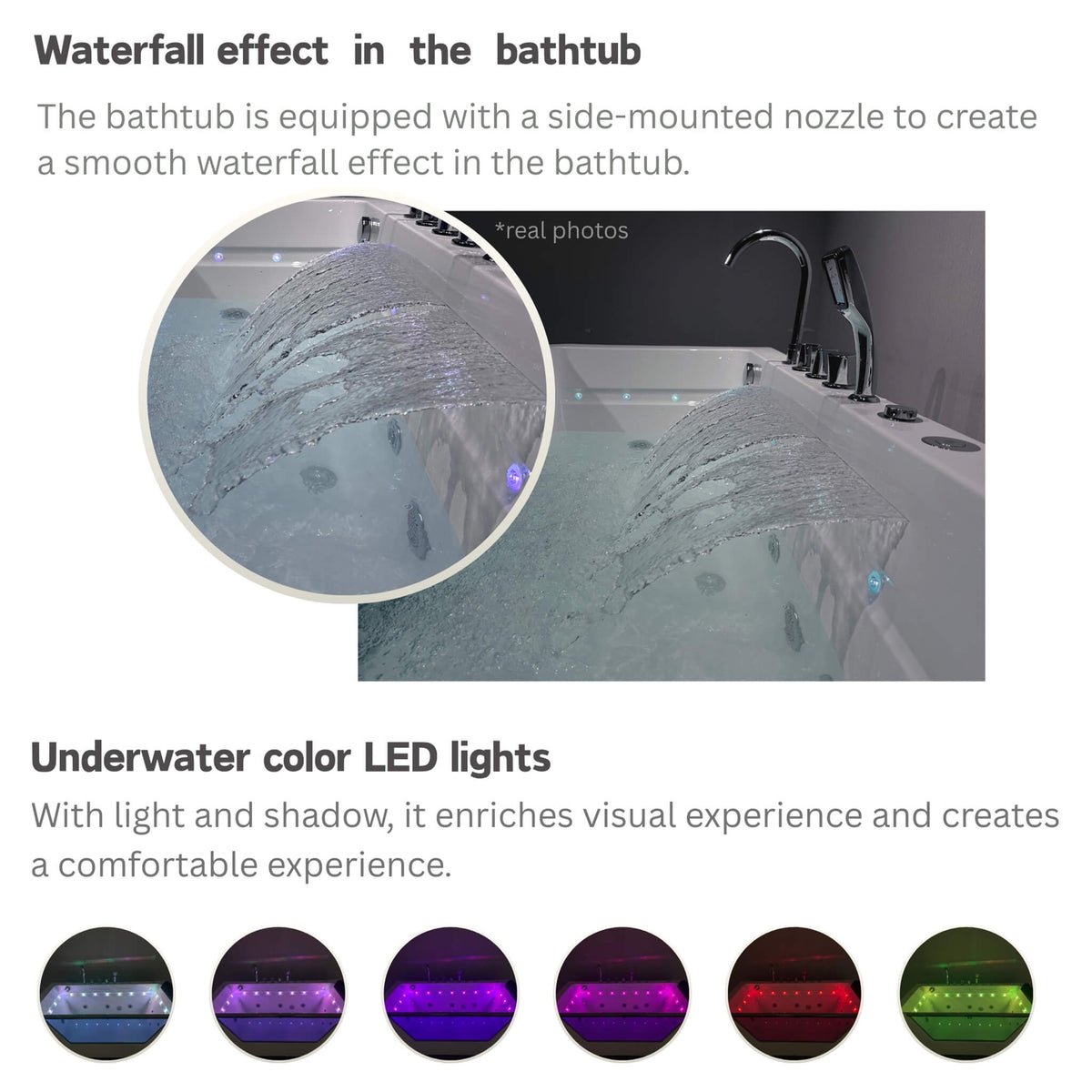 Veloria 67-Inch 7-Jets Hydrotherapy Whirlpool Bathtub With Glass Panel