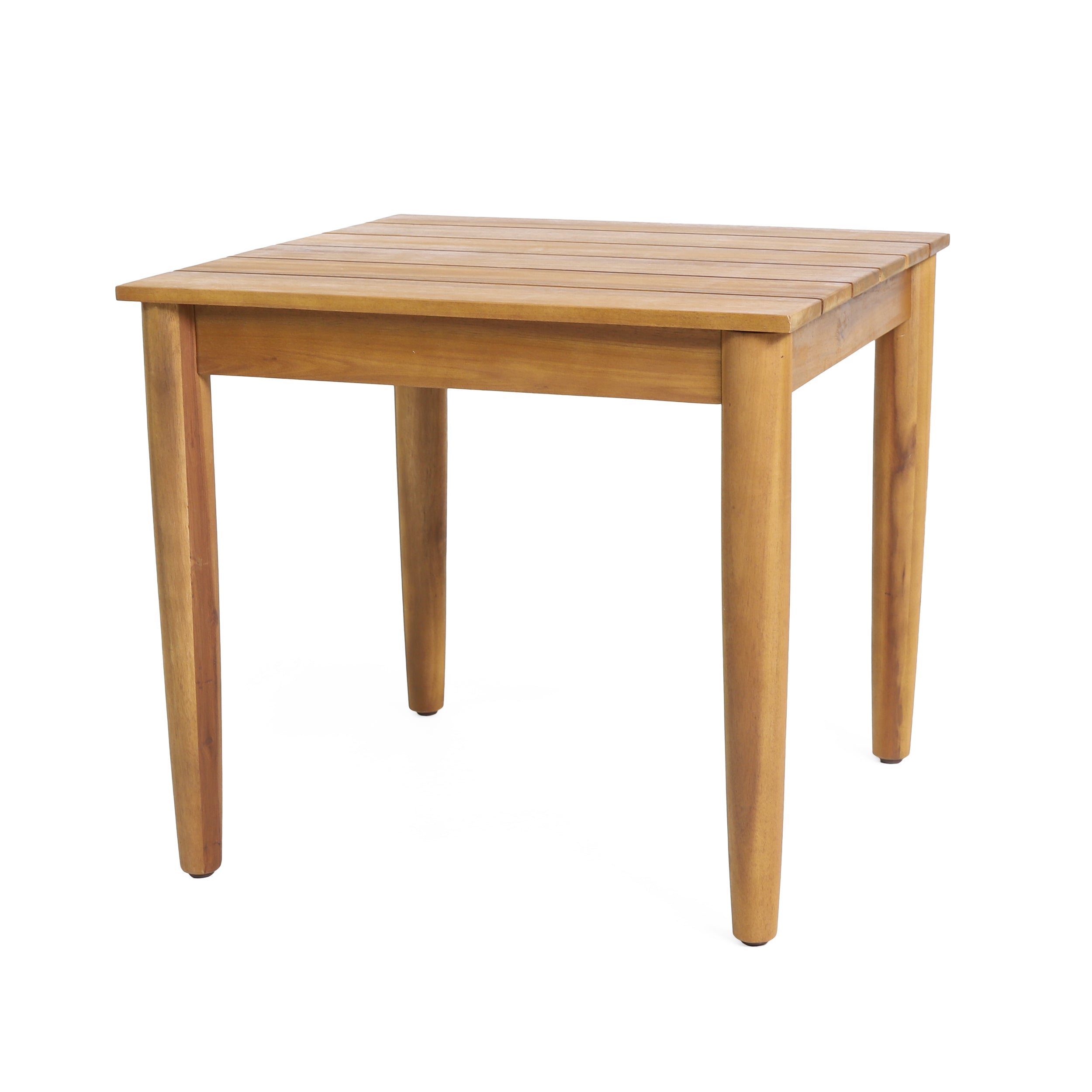 Acacia Wood Outdoor Set: 2 Club Chairs + Rustic Slat Side Table