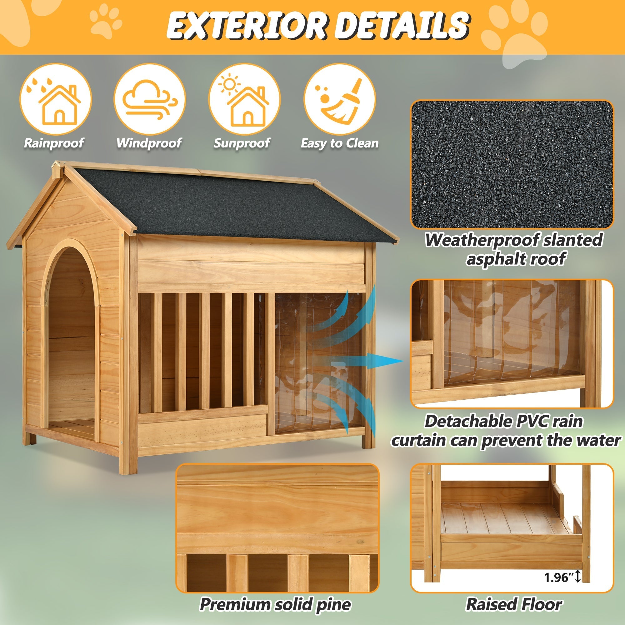 60.2' Large Outdoor Dog House with Insulated Liner for Winter Waterproof Dog Kennel