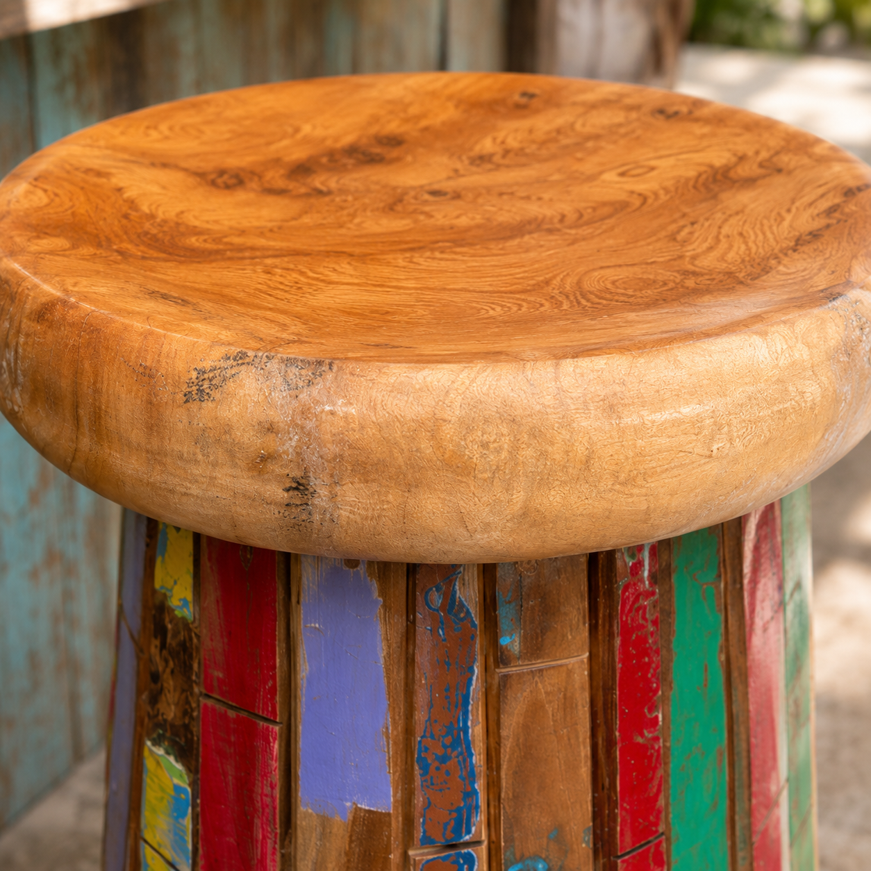 Reclaimed Boat Wood Bar Stool | Handmade in Bali, Indonesia
