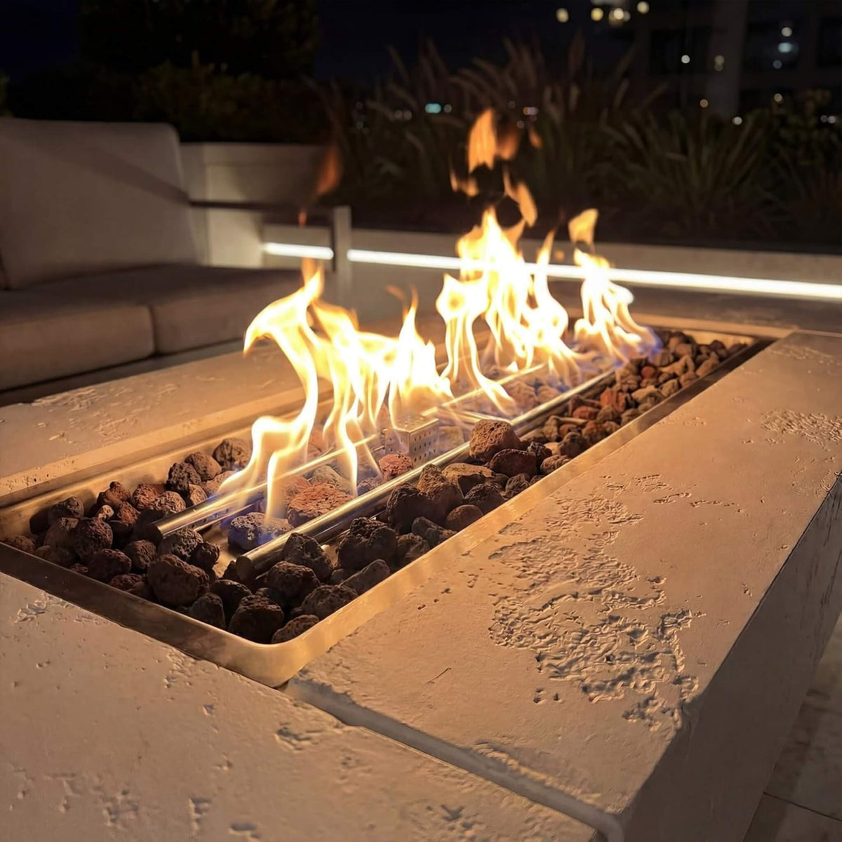 71-Inch Outdoor 60K BTU Fire Pit Table With Wind Guard