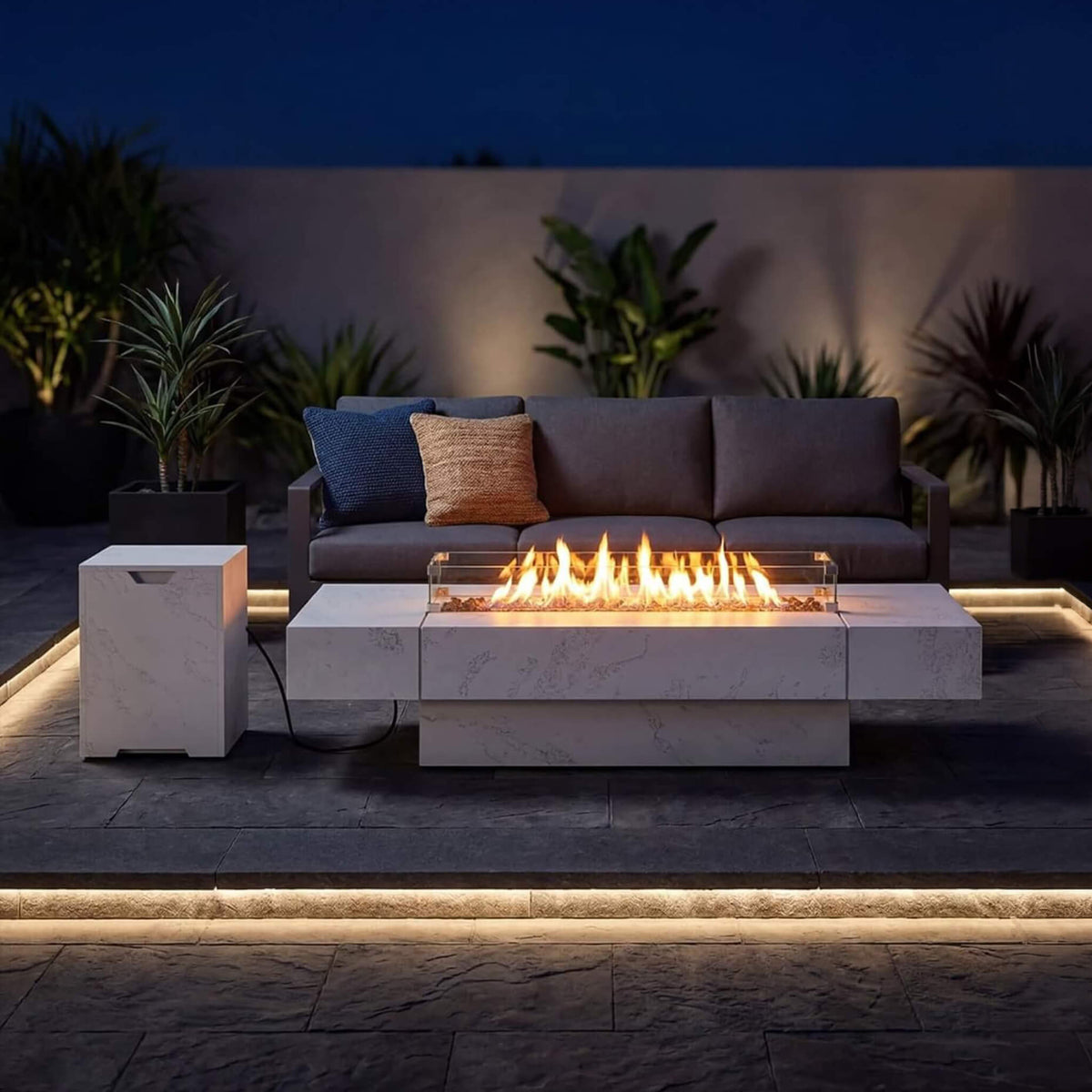 71-Inch Outdoor 60K BTU Fire Pit Table With Wind Guard