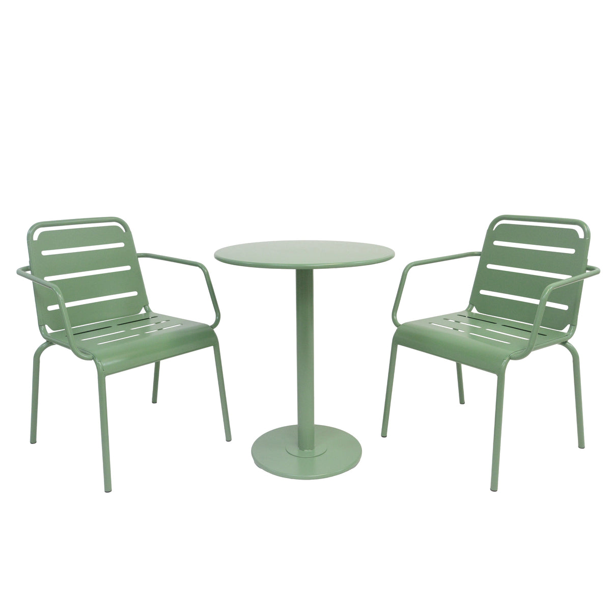 Verve 3-Piece Outdoor Bistro Set with Metal Chairs - Matte Green or Matte Black