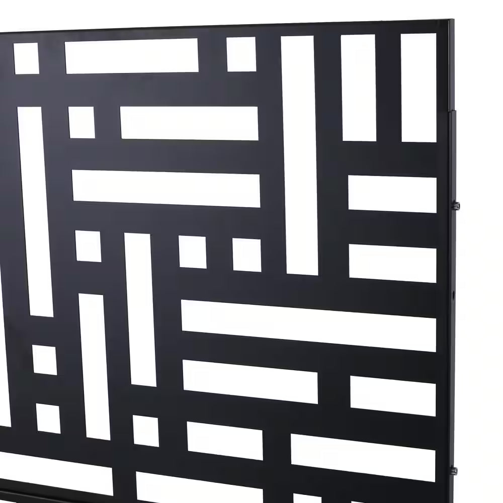 6.3 Ft. H X 4 Ft. W Black Metal Privacy Screen Freestanding Decorative Privacy Screen for Deck Balcony Patio (3-Panels)