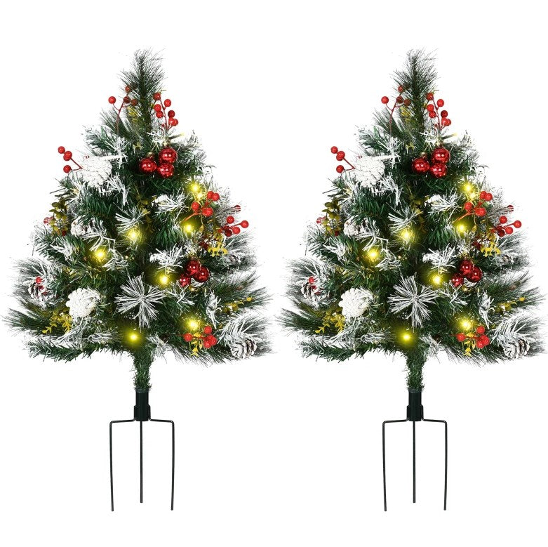 Artificial Christmas Tree Set with LED Lights - Festive Outdoor Decor