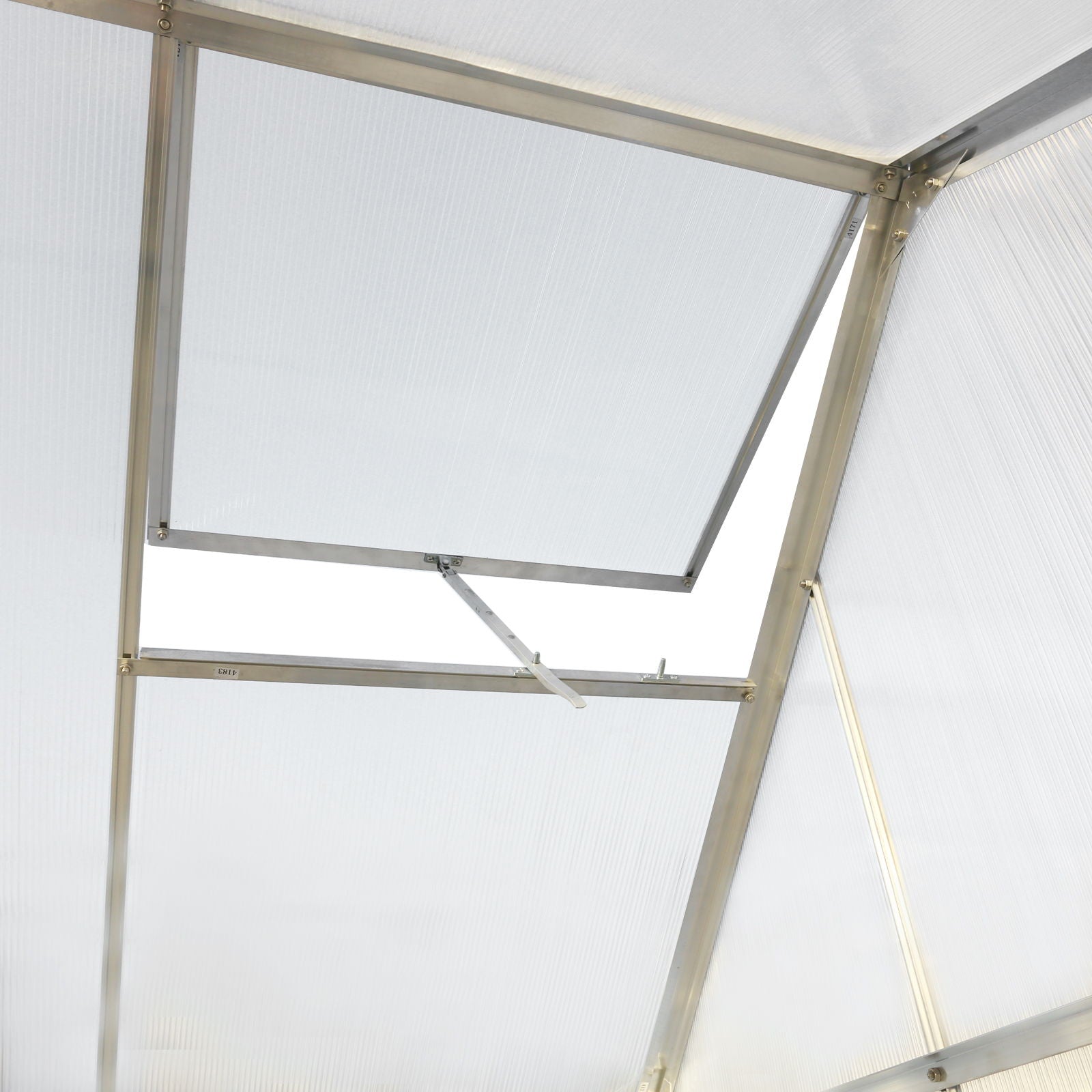 Polycarbonate house, Heavy Duty Outdoor Aluminum Walk-In House Kit With Rain Gutter, Vent And Door For Backyard Garden