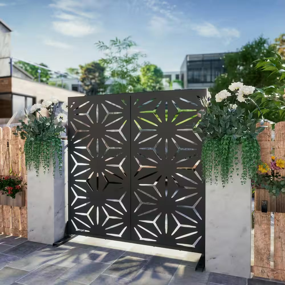 72 In.H X 47 In.W Galvanized Steel Metal Wall Sculptures Garden Fence Deck Privacy Screen Garden Screen Panels