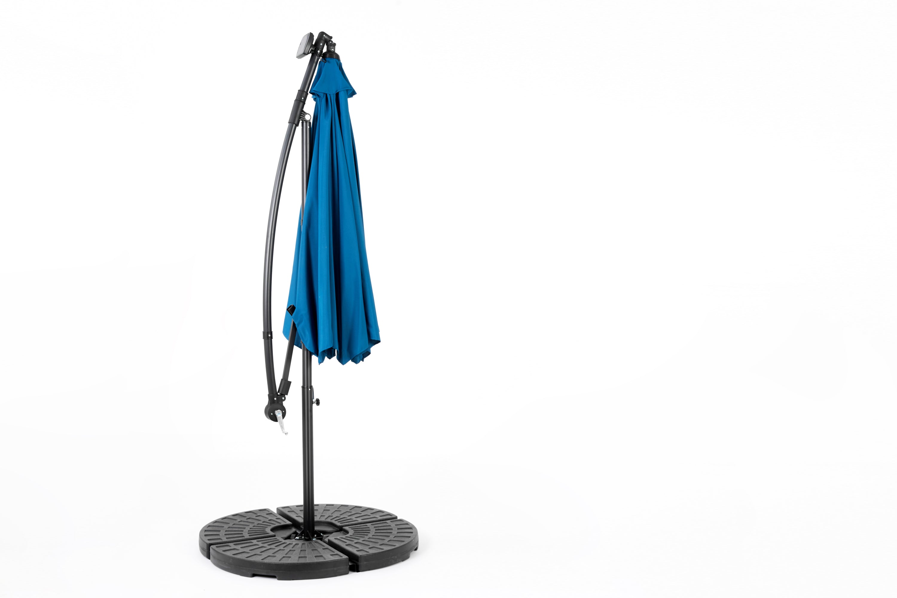 10ft Solar LED Offset Hanging Market Patio Umbrella (Dark Blue)