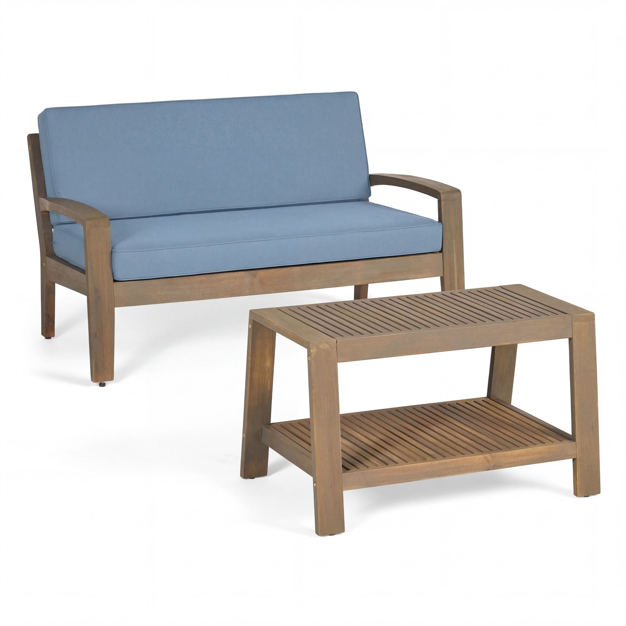 2 Piece Outdoor Conversation Set – Loveseat & Coffee Table with Water-Resistant Cushions