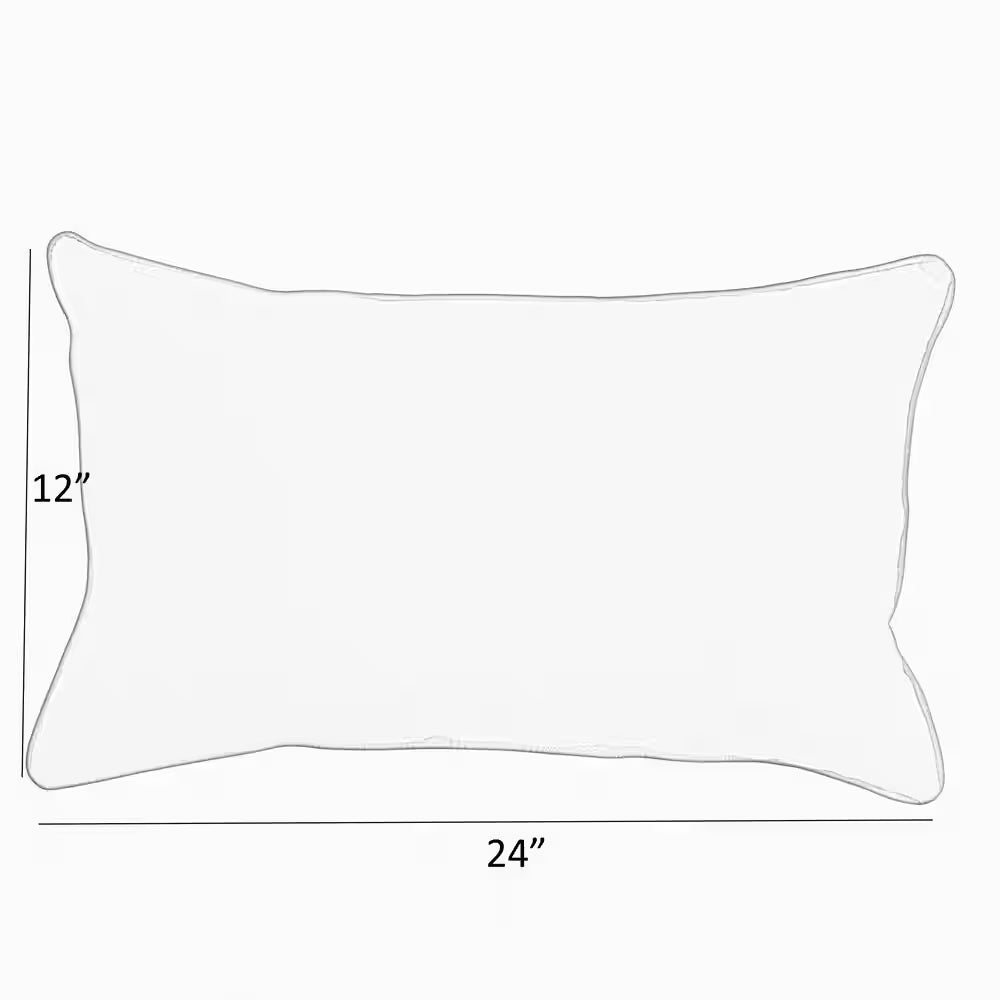 Sunbrella Navy Blue with Ivory Rectangular Outdoor Corded Lumbar Pillows (2-Pack)