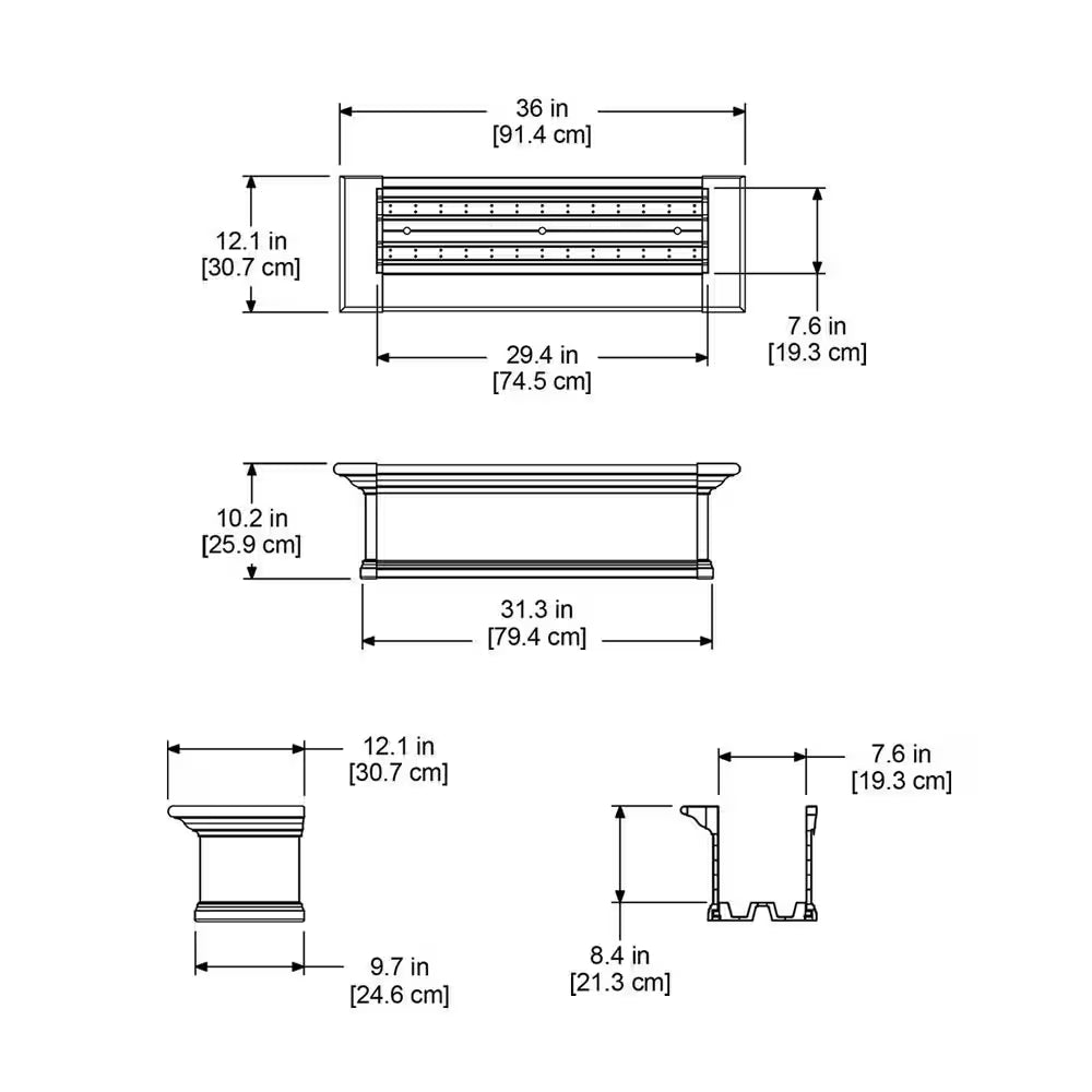 Yorkshire 36 In. X 12 In. Self Watering White Vinyl Window Box