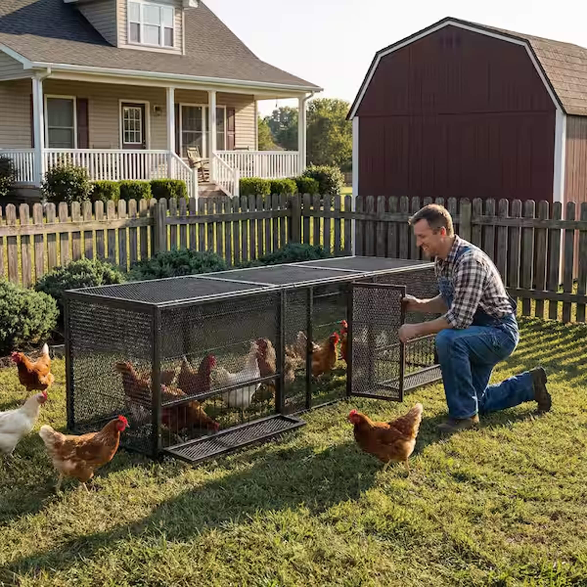 83-Inch Heavy-Duty Outdoor Metal Chicken Coop