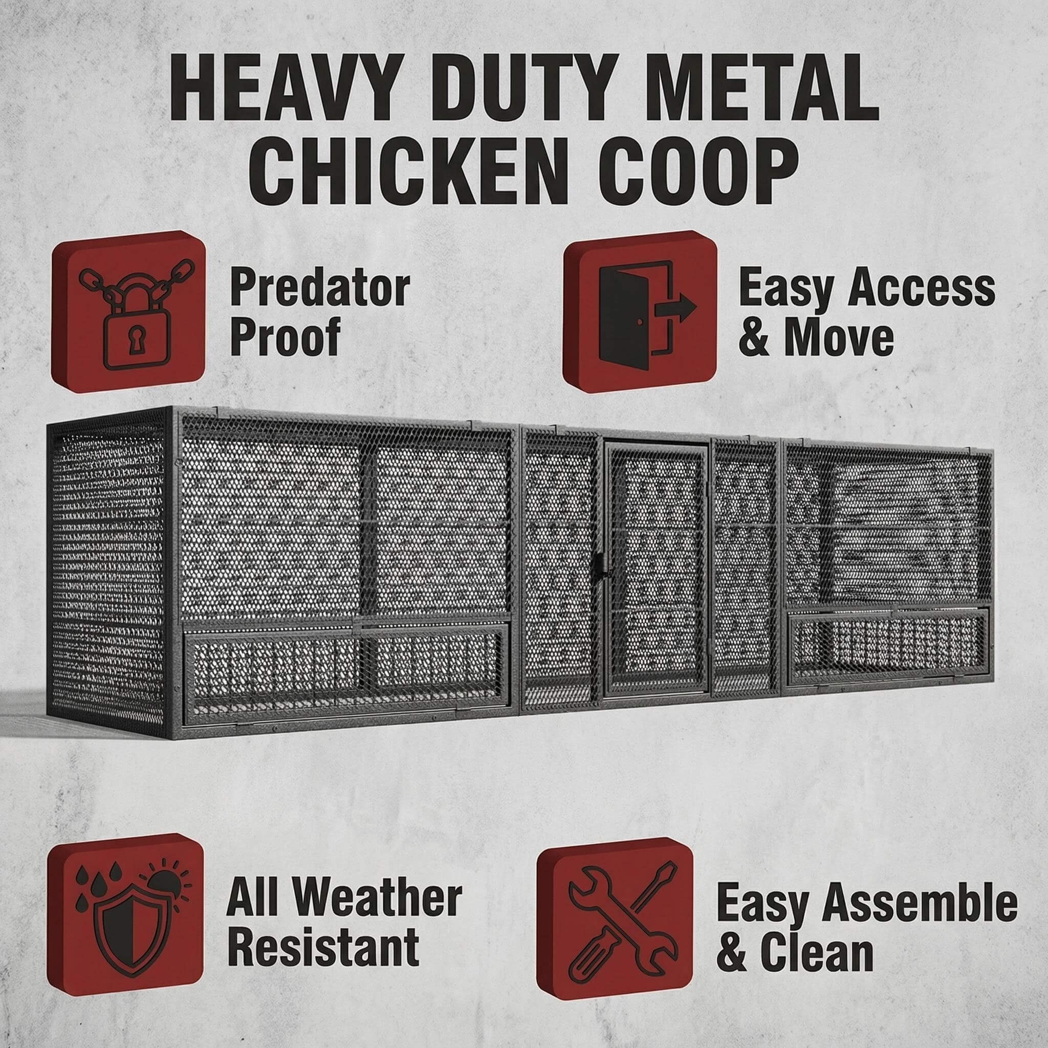 83-Inch Heavy-Duty Outdoor Metal Chicken Coop