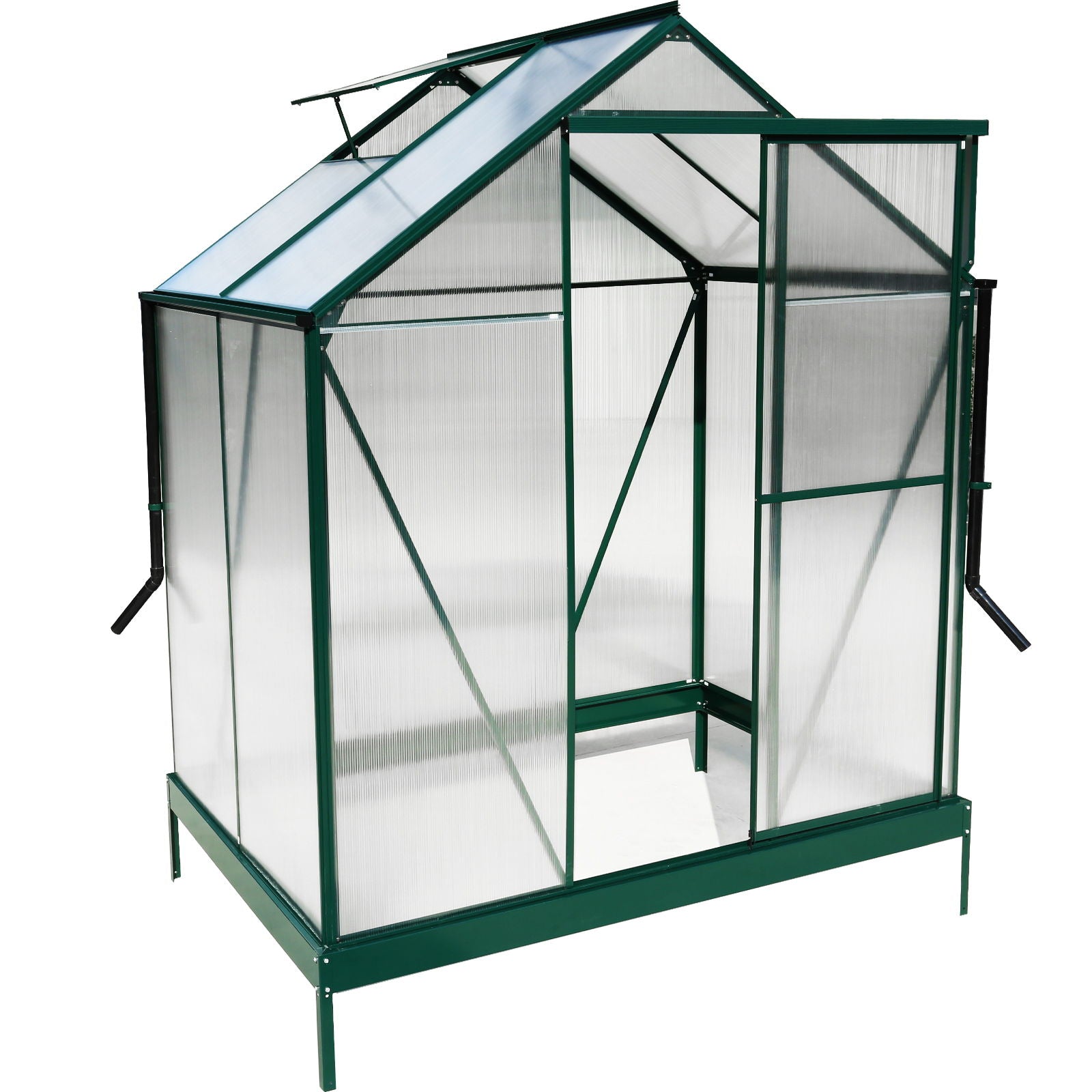 Polycarbonate house, Heavy Duty Outdoor Aluminum Walk-In House Kit With Rain Gutter, Vent And Door For Backyard Garden