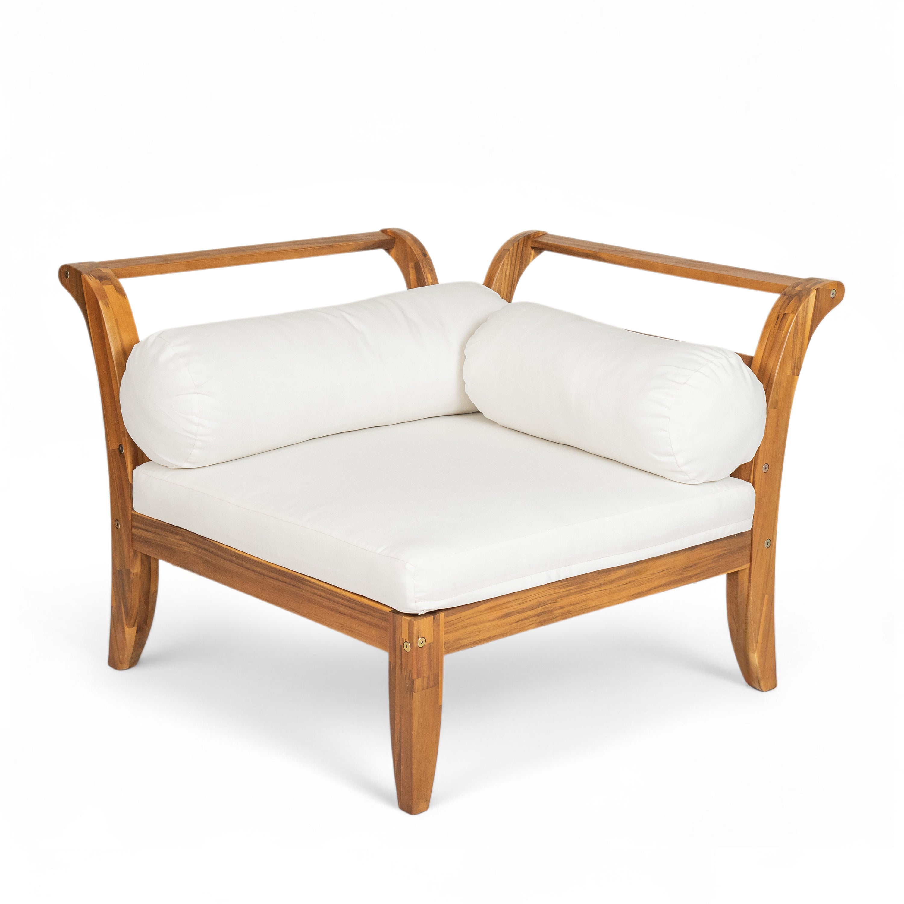 6 Piece Acacia Wood Outdoor Modular Sectional with Daybed and Tea Table