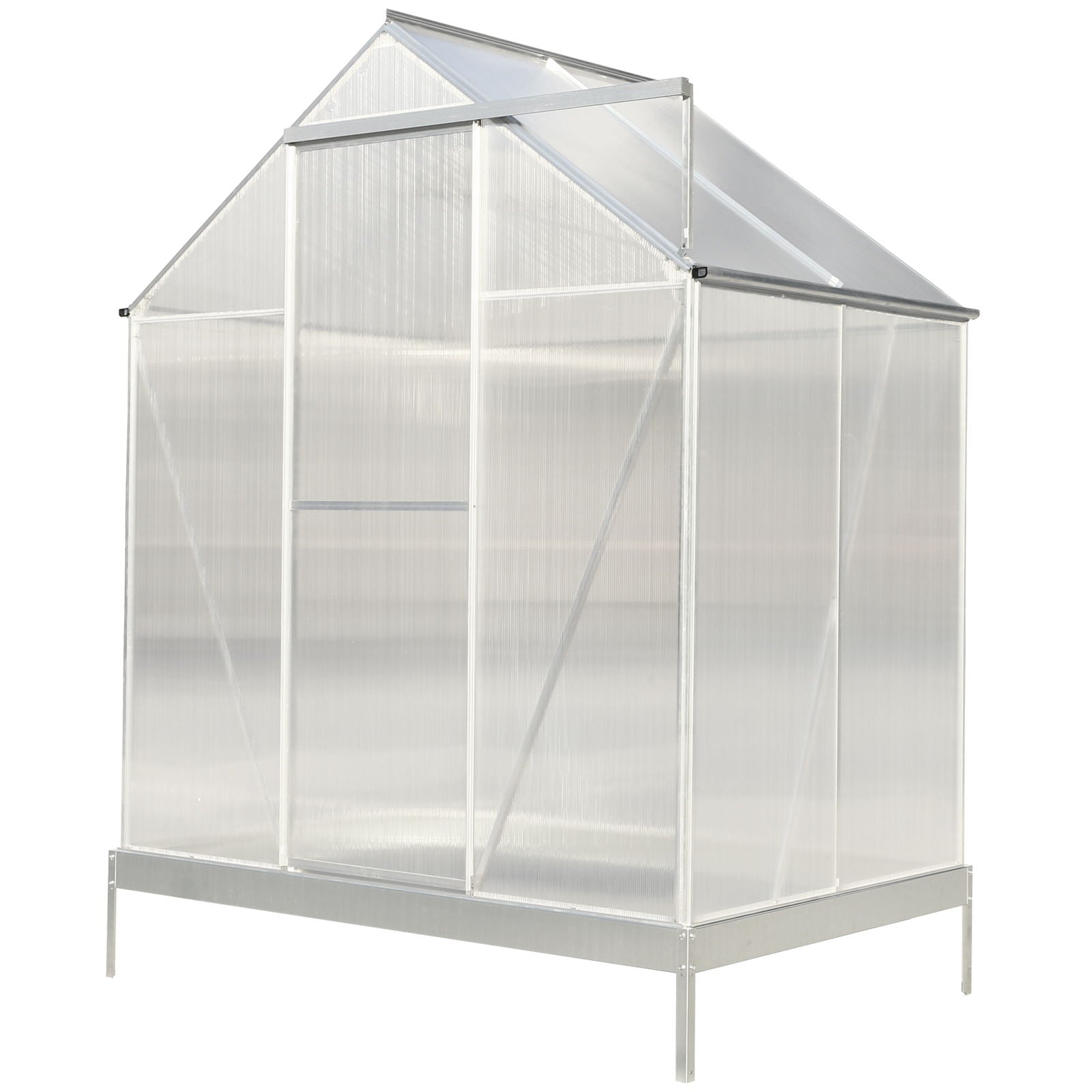 Polycarbonate house, Heavy Duty Outdoor Aluminum Walk-In House Kit With Rain Gutter, Vent And Door For Backyard Garden