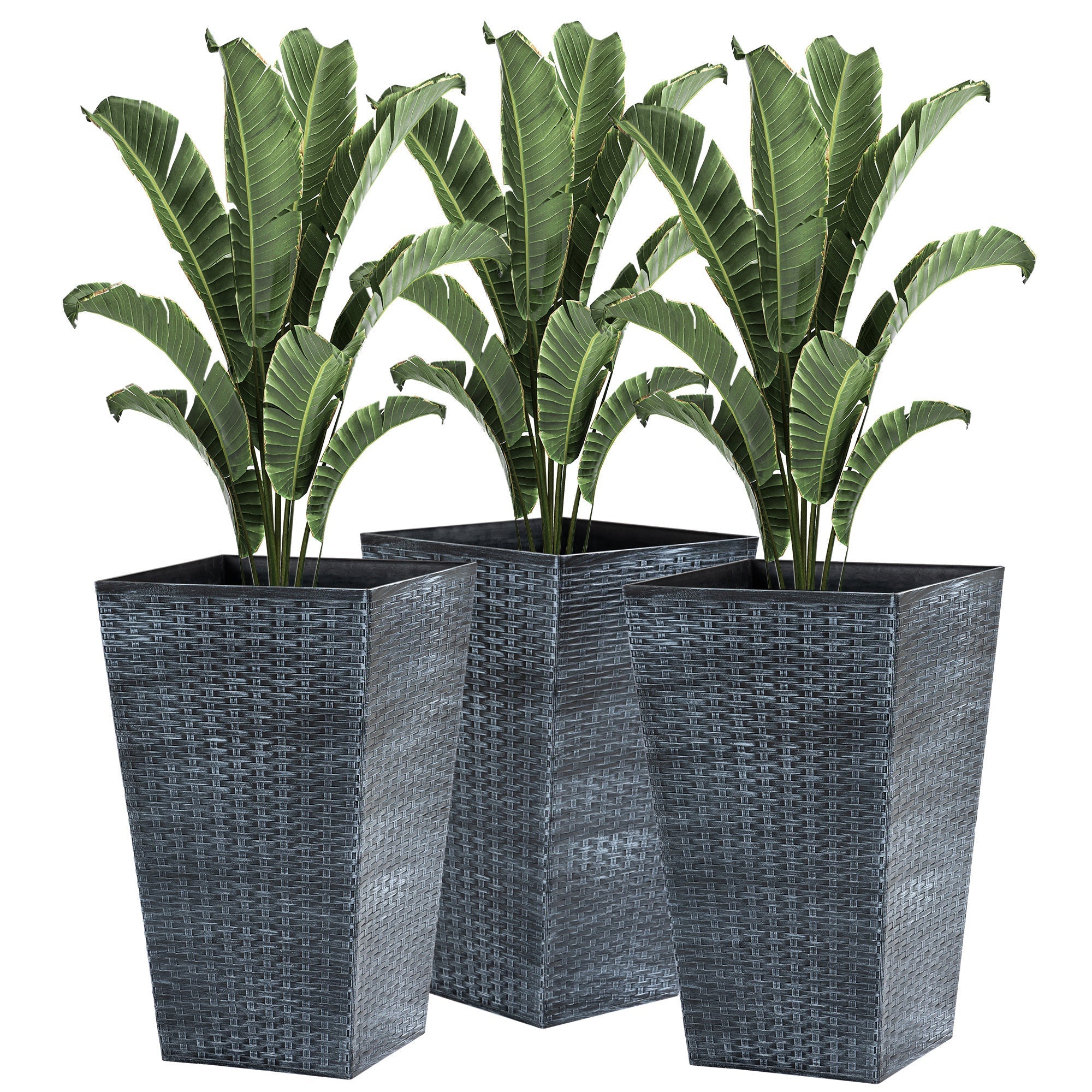 Outsunny Set of 3 Tall Planters with Drainage Holes