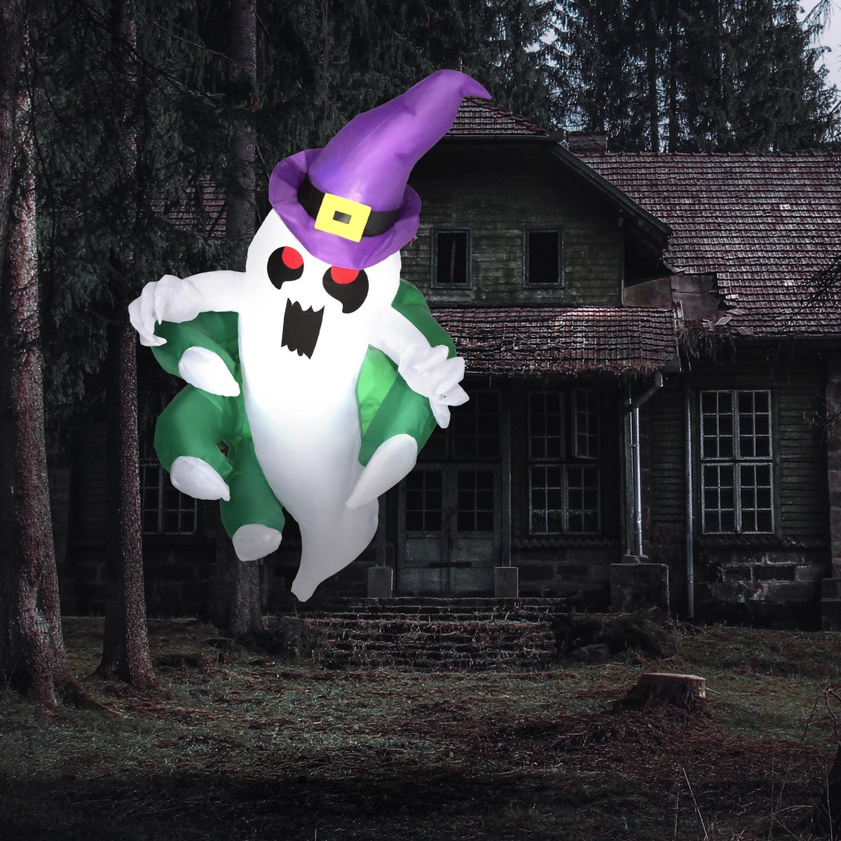 4ft Animated Inflatable Ghost with LED Illumination - Multicolor