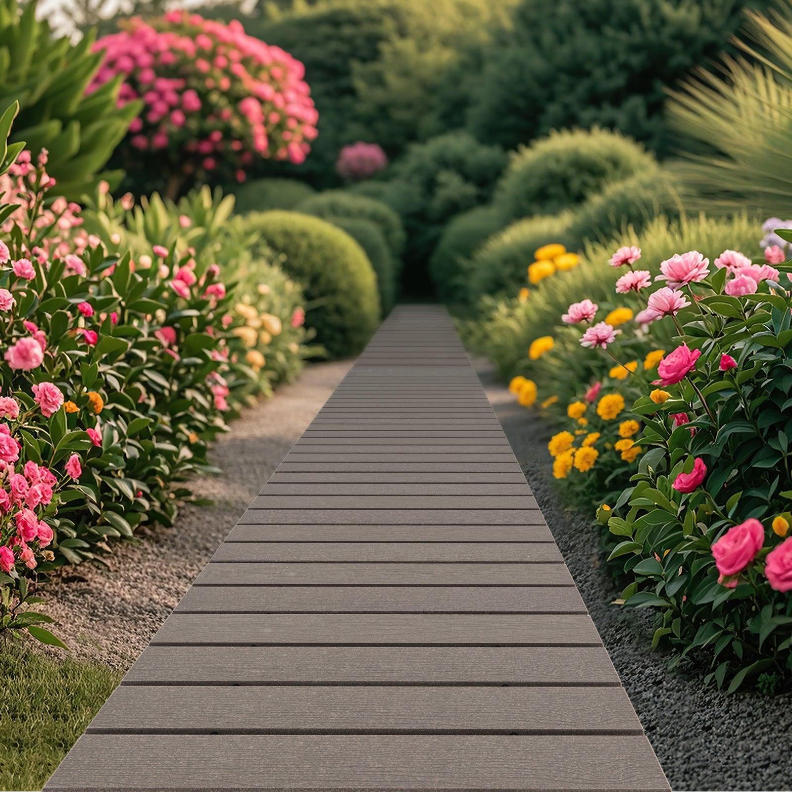 8 Ft Outdoor Garden Pathway Patio Roll Out Straight Walkways with Metal Wire Connection-M