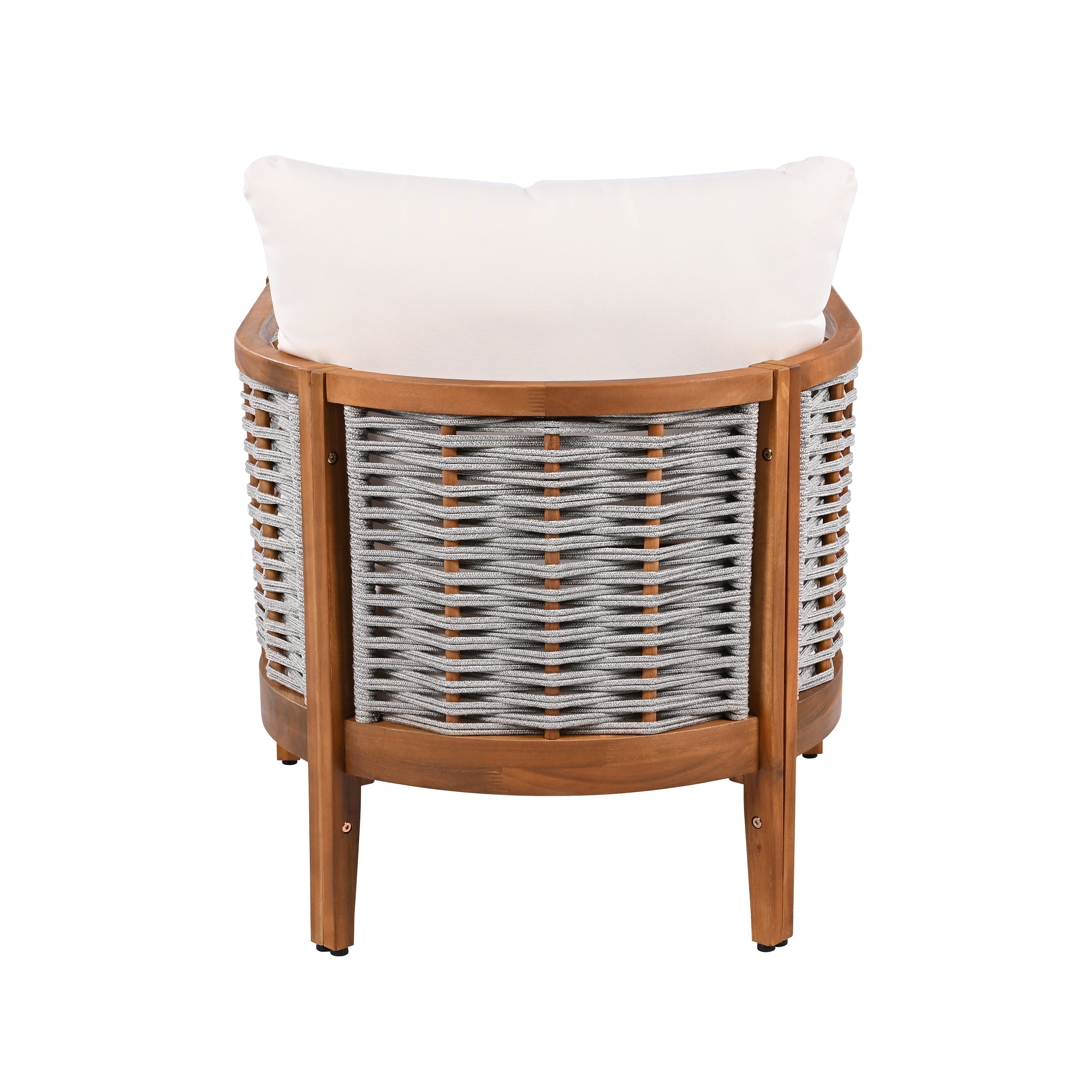 Outdoor Tub Design Armchair with Woven Rope and Acacia Wood