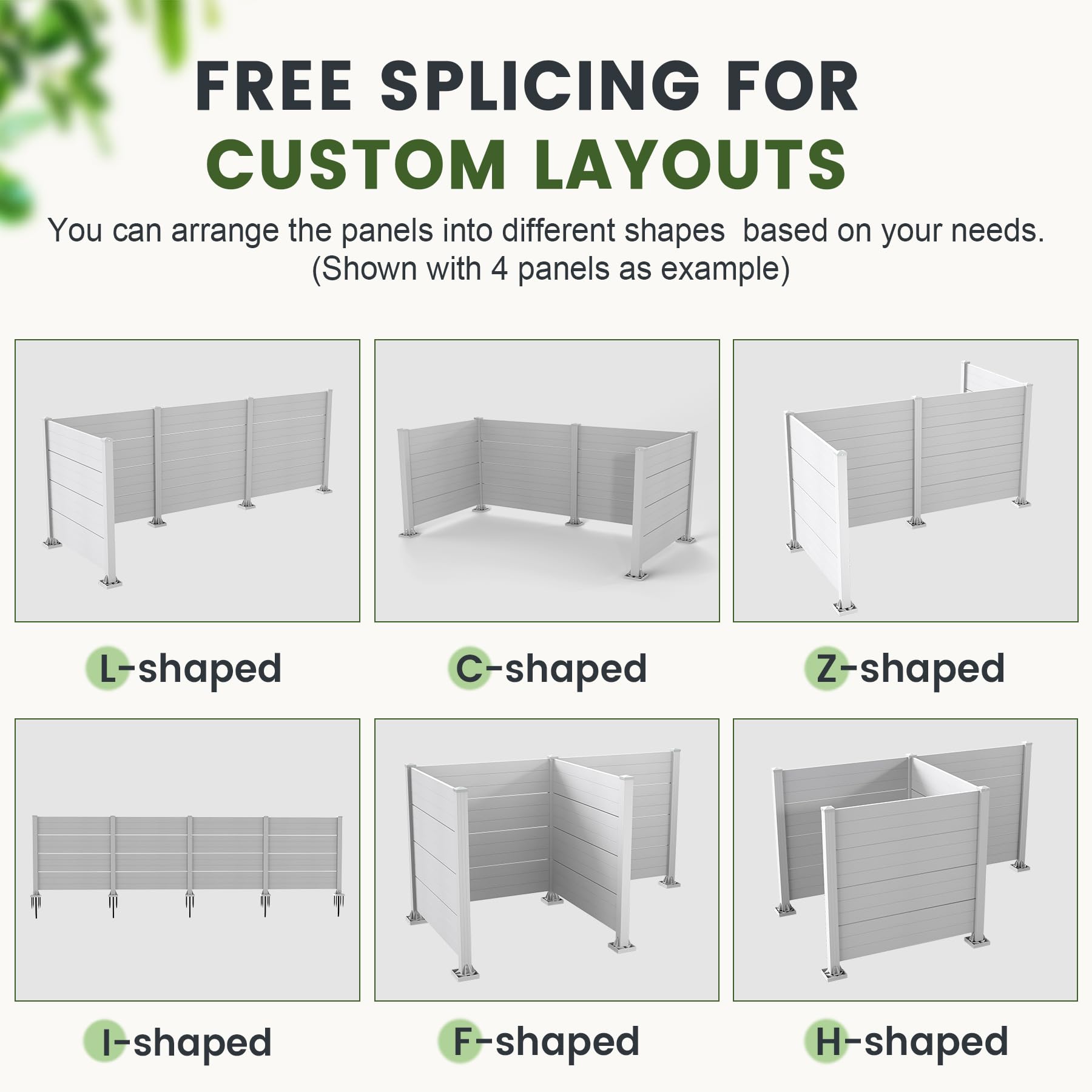50" W x 49" H Outdoor Privacy Screen, Air Conditioner Fence, All-Weather Vinyl Privacy Fence Screens with Aluminum