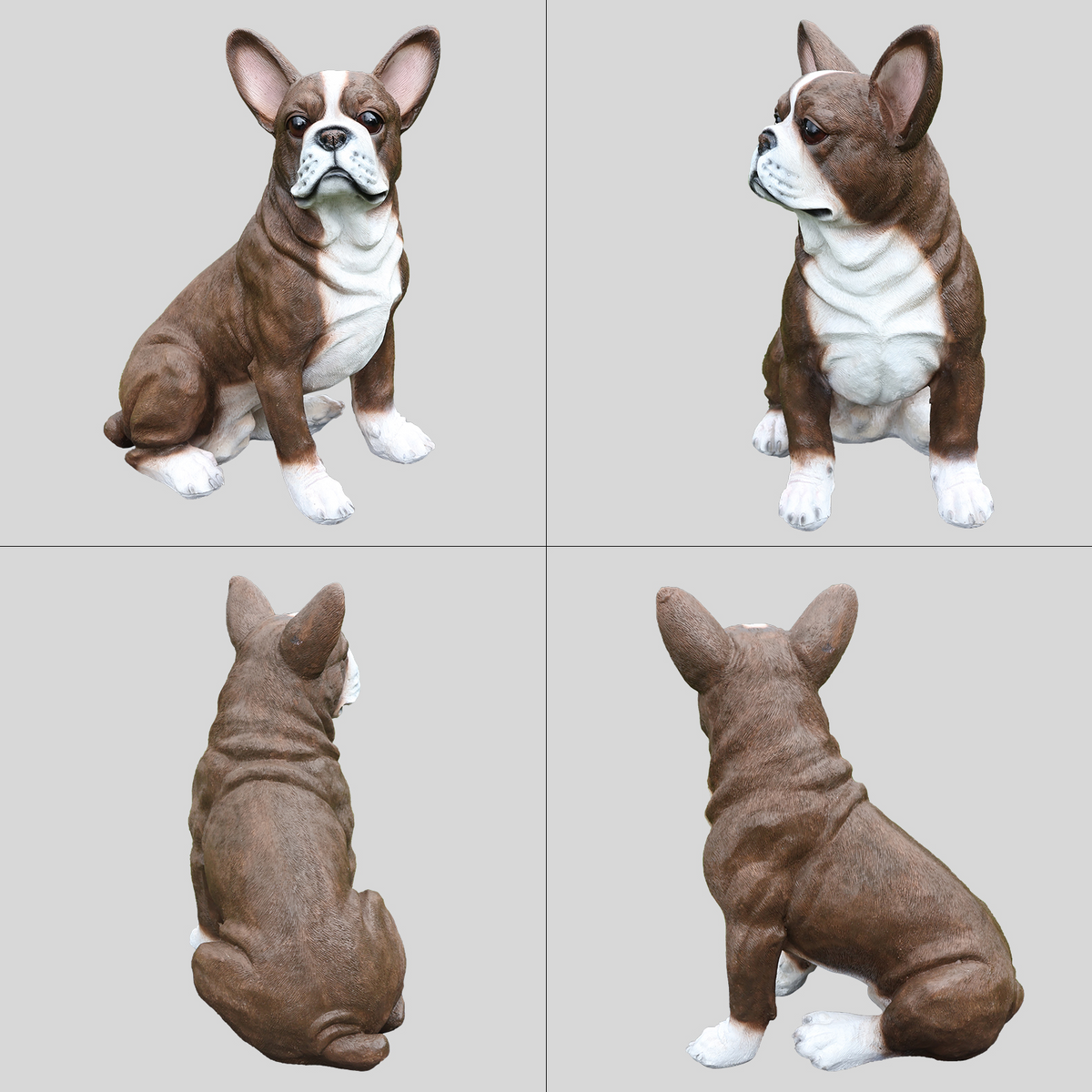 Lifelike French Bulldog Statue, Realistic Resin Animal Figurine for Indoor Outdoor Garden Lawn Yard Home Decor, Art Craft Gift, Black+White